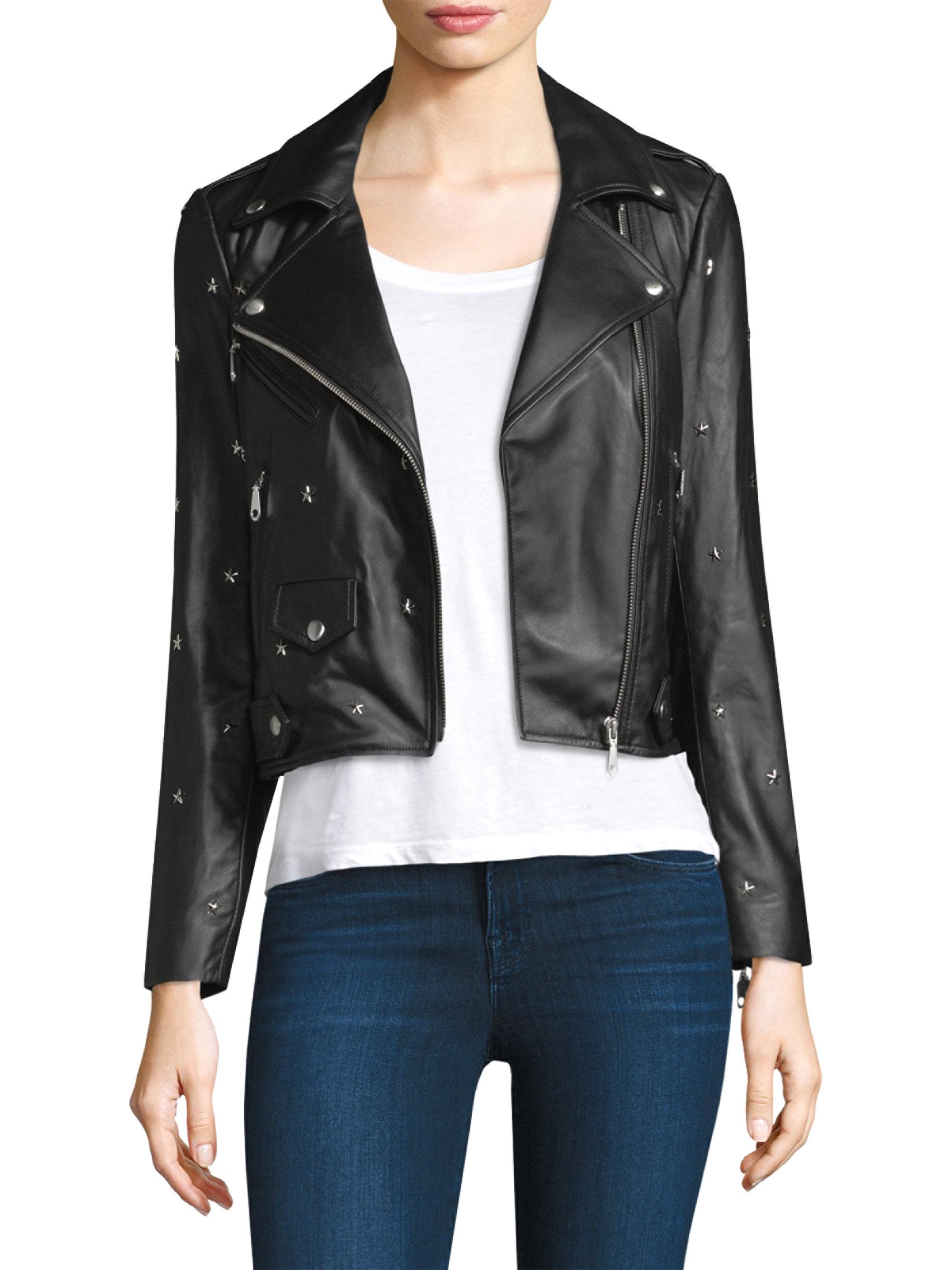 Rebecca Minkoff Black Star Leather Moto Jacket