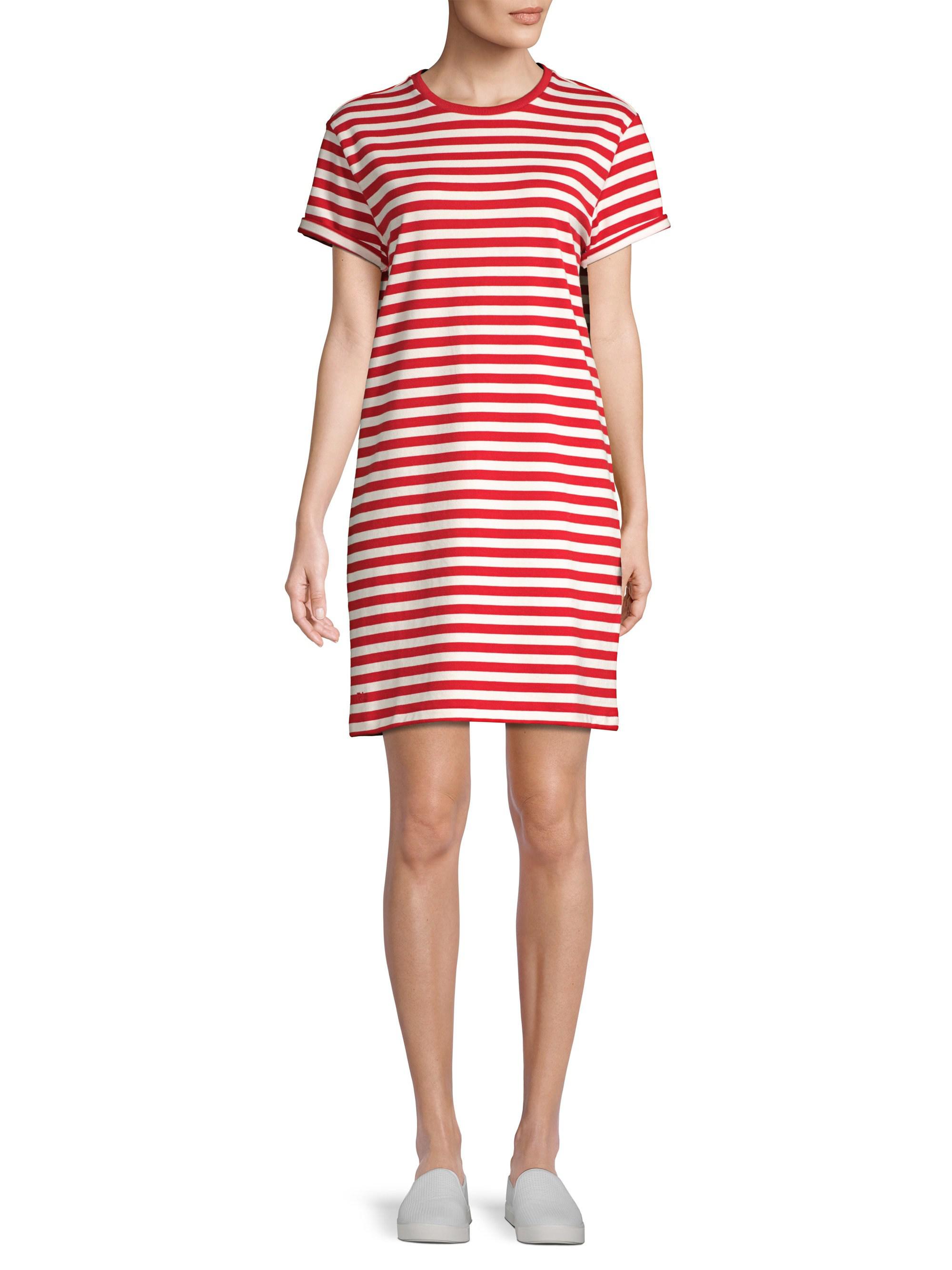 Polo Ralph Lauren Stripe T-shirt Dress in Red | Lyst
