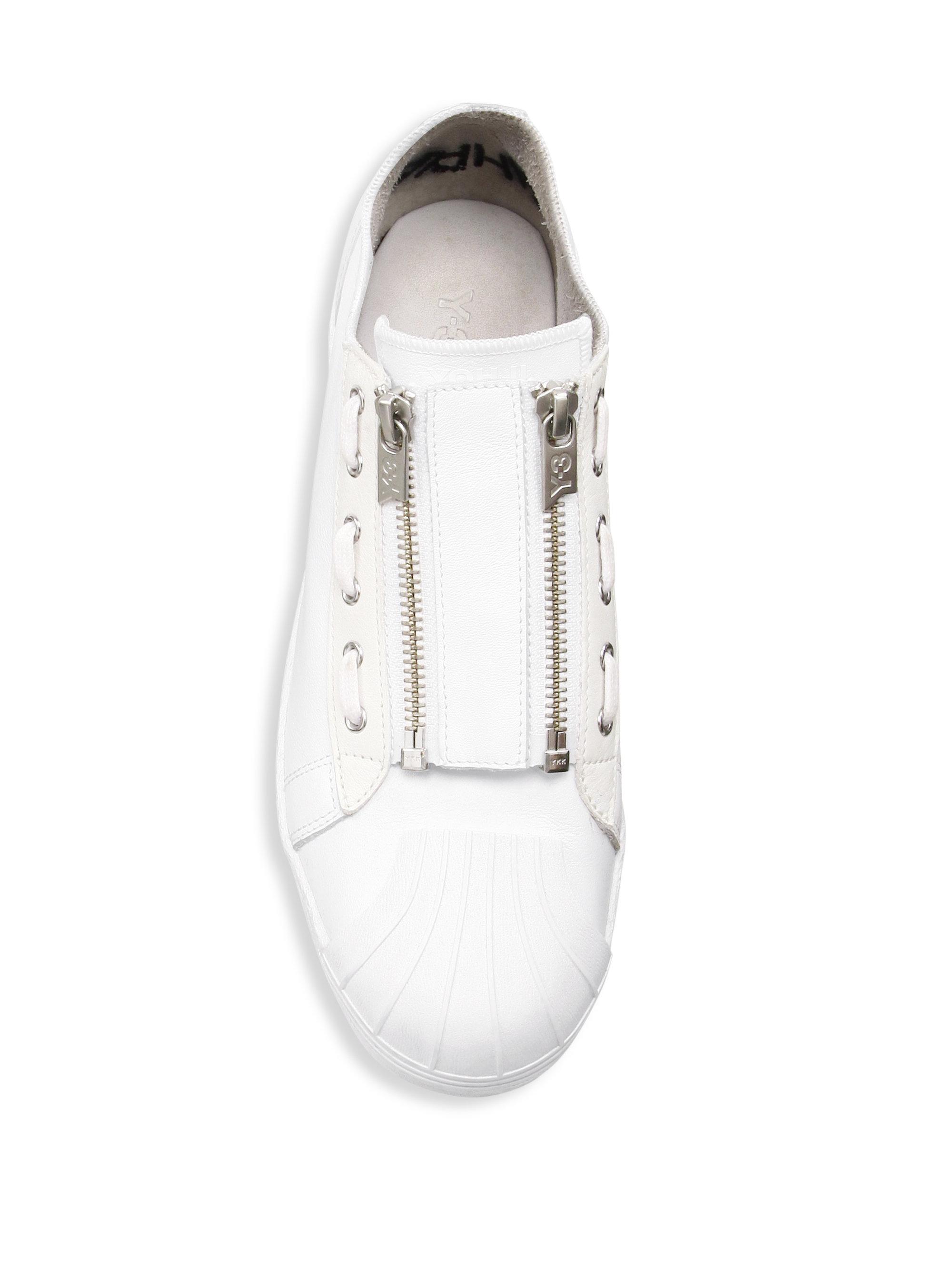 Y-3 Super Zip Leather Sneakers in White for Men - Lyst