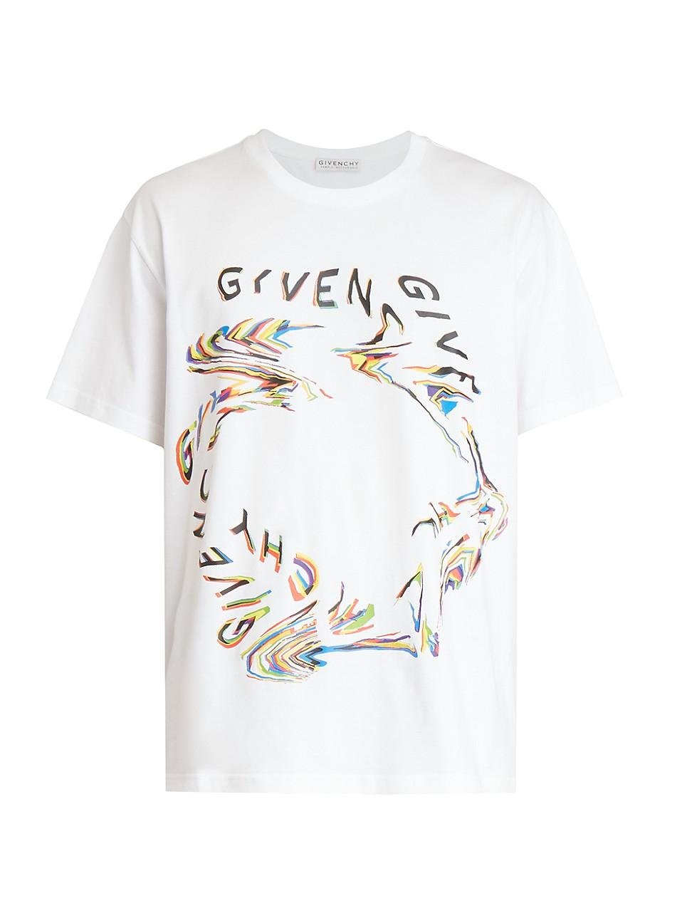Givenchy Cotton Glitch Logo Regular-fit T-shirt in White for Men 
