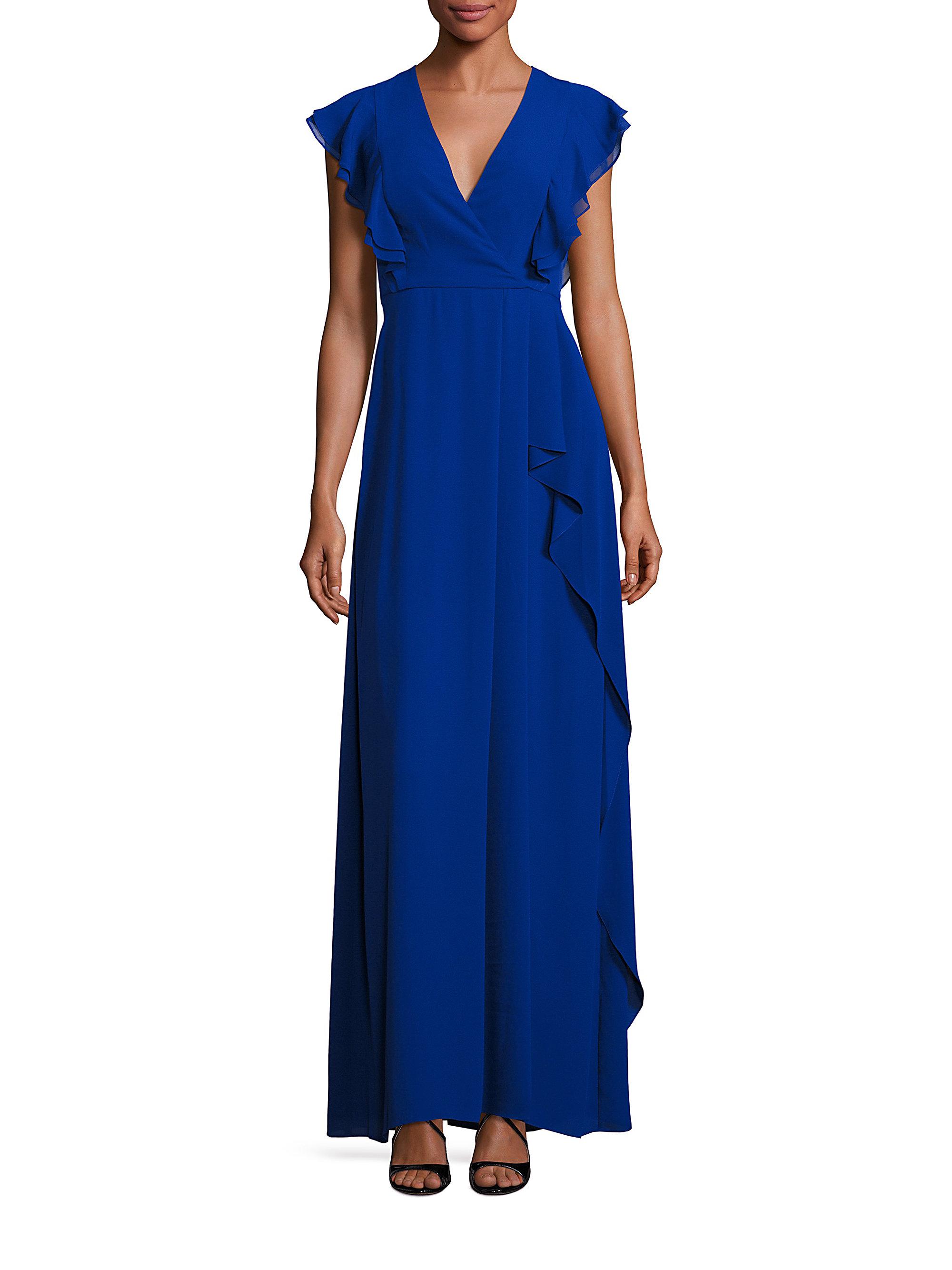 bcbg blue ruffle dress