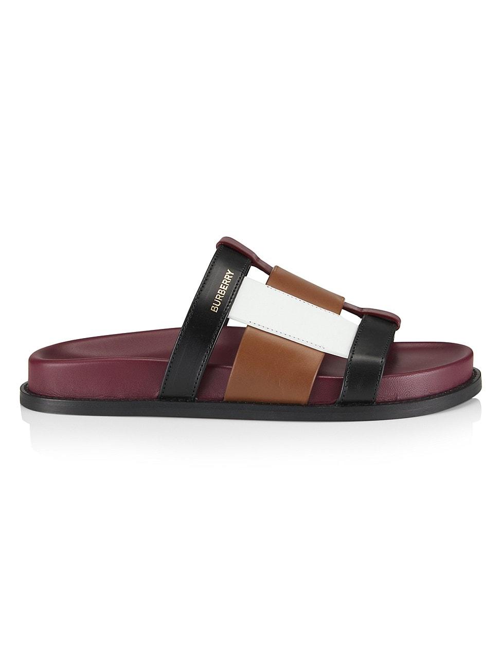 Burberry Thelma Colorblocked Strappy Slide Sandals in Brown | Lyst