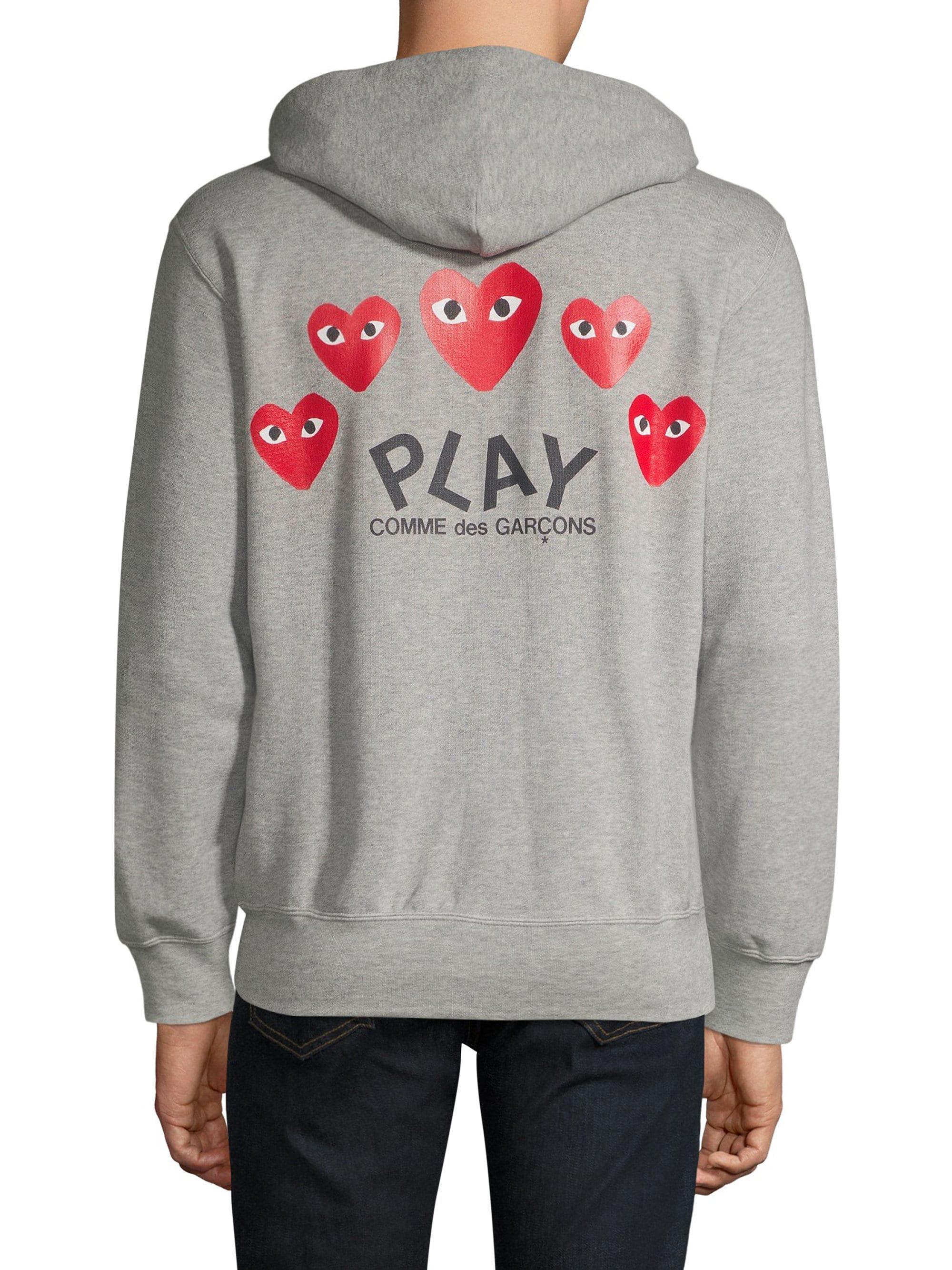 COMME DES GARÇONS PLAY Cotton Play Heart Hoodie in Grey (Gray) for Men ...