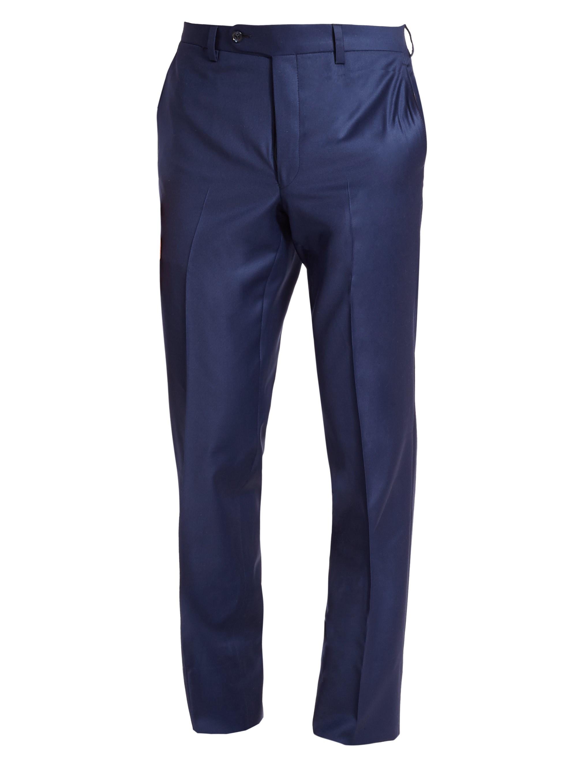 Saks Fifth Avenue Wool Dress Pants in Blue for Men Lyst