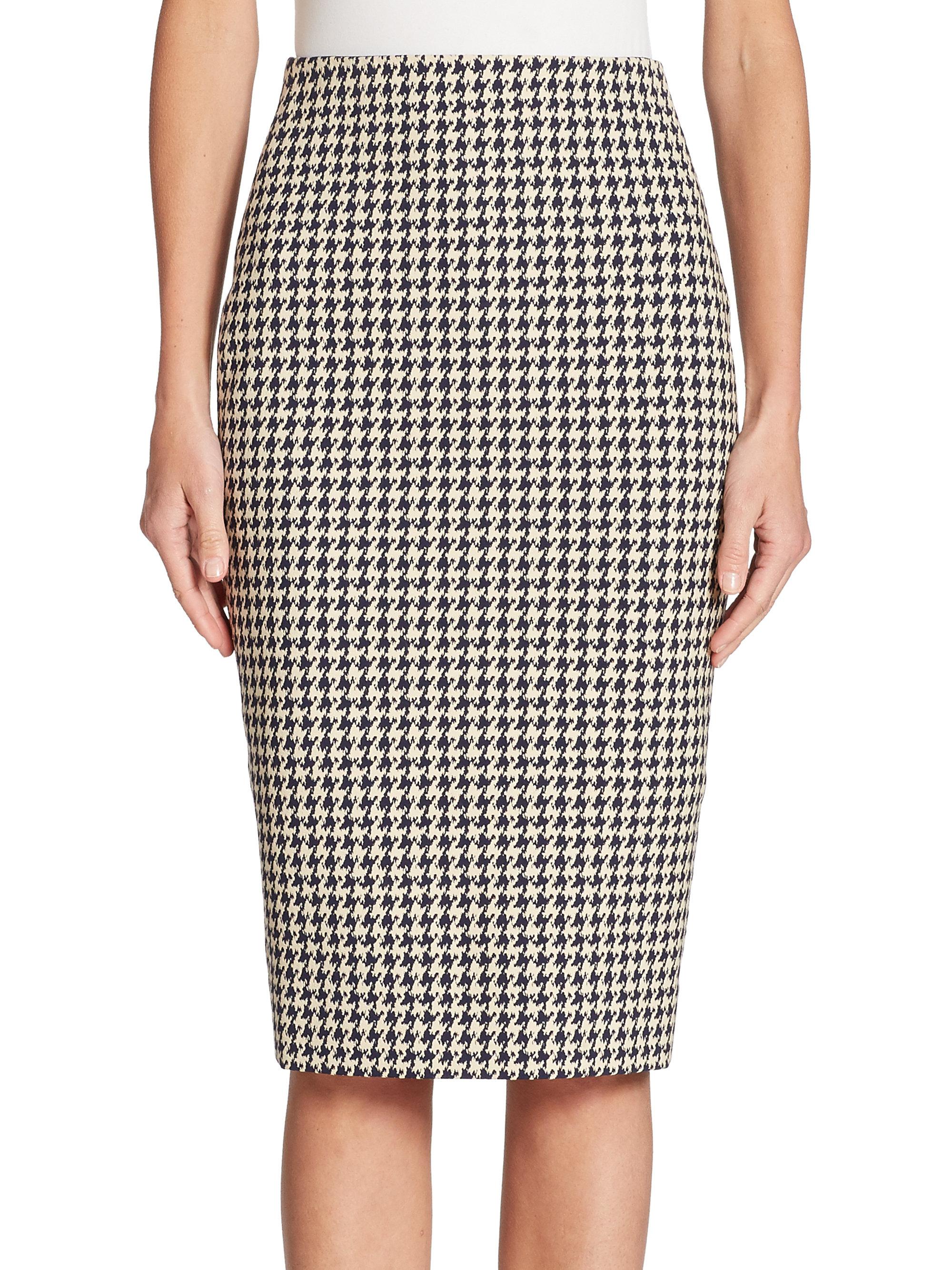 red houndstooth pencil skirt