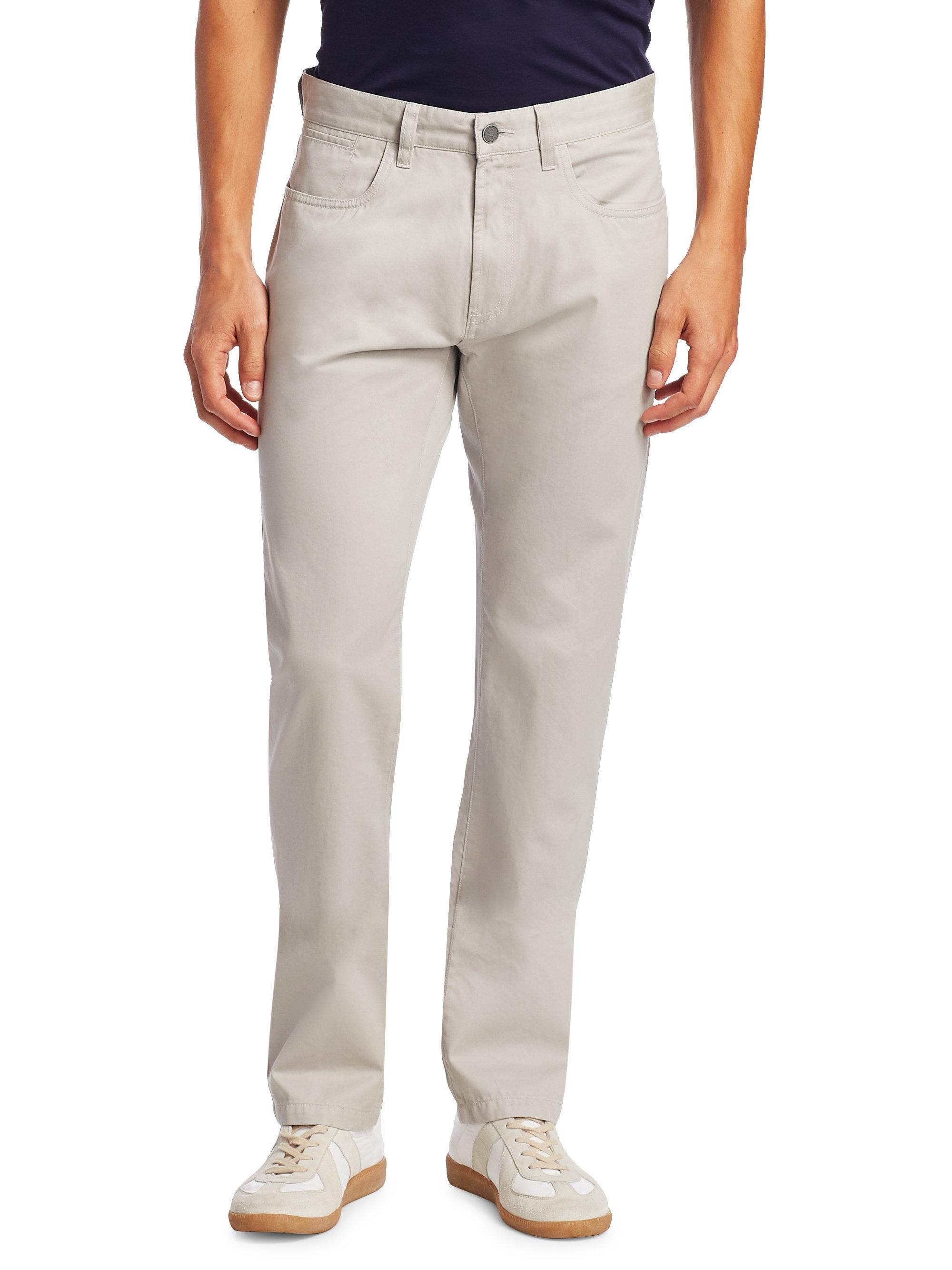 Saks Fifth Avenue Cotton Collection Buttoned Trousers in Silver Grey ...