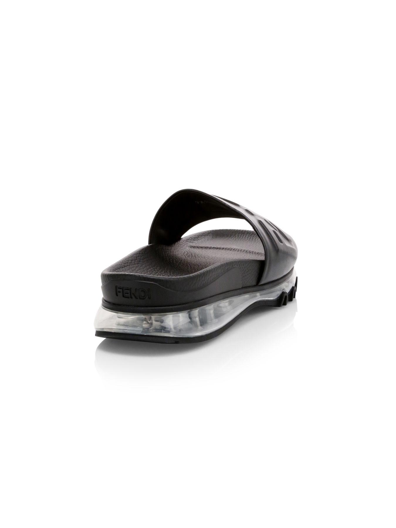 Fendi Ff Logo Rubber Slides in Nero (Black) for Men - Lyst