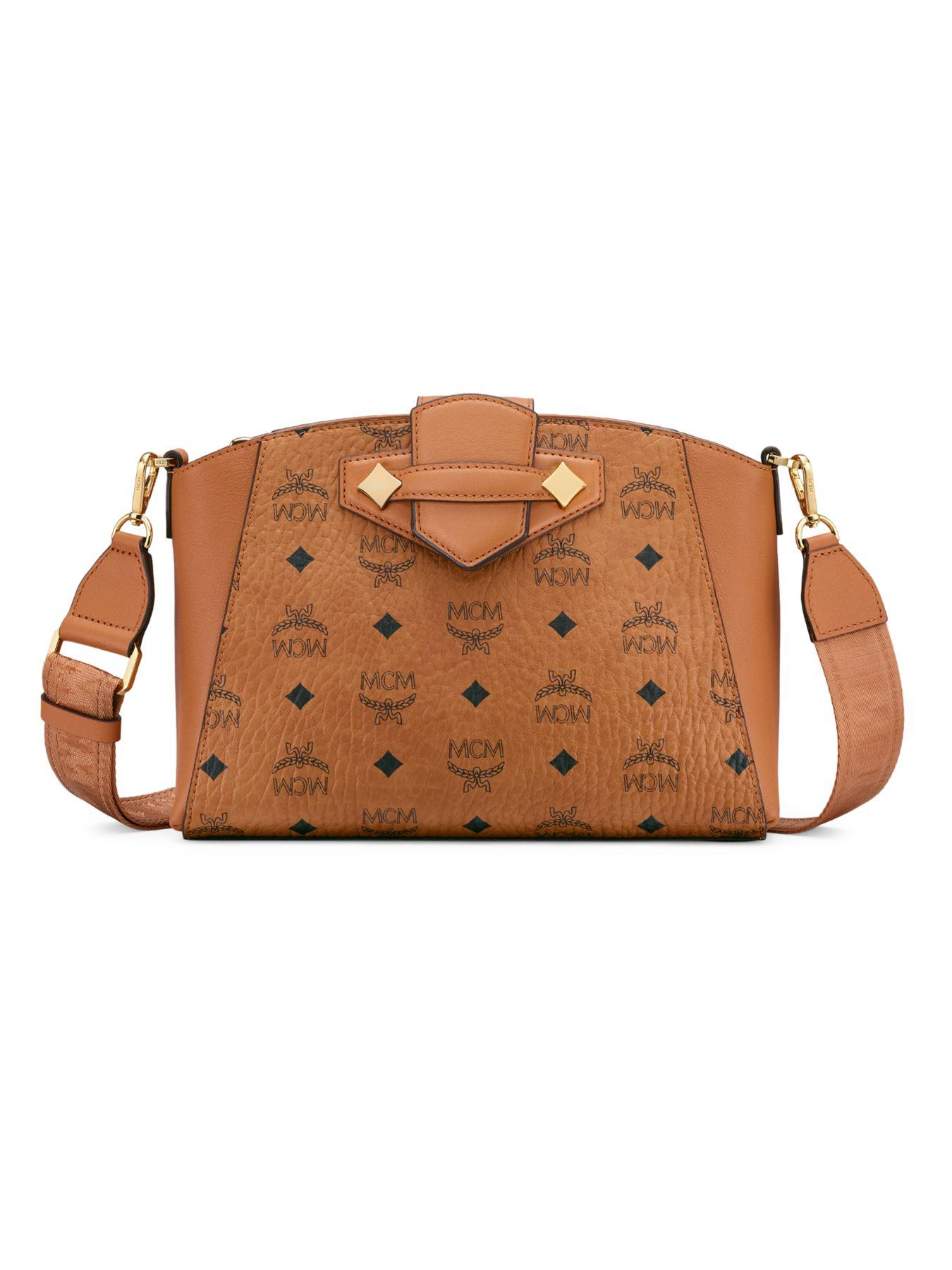 MCM Essential Visetos Crossbody Bag in Cognac (Brown) Lyst