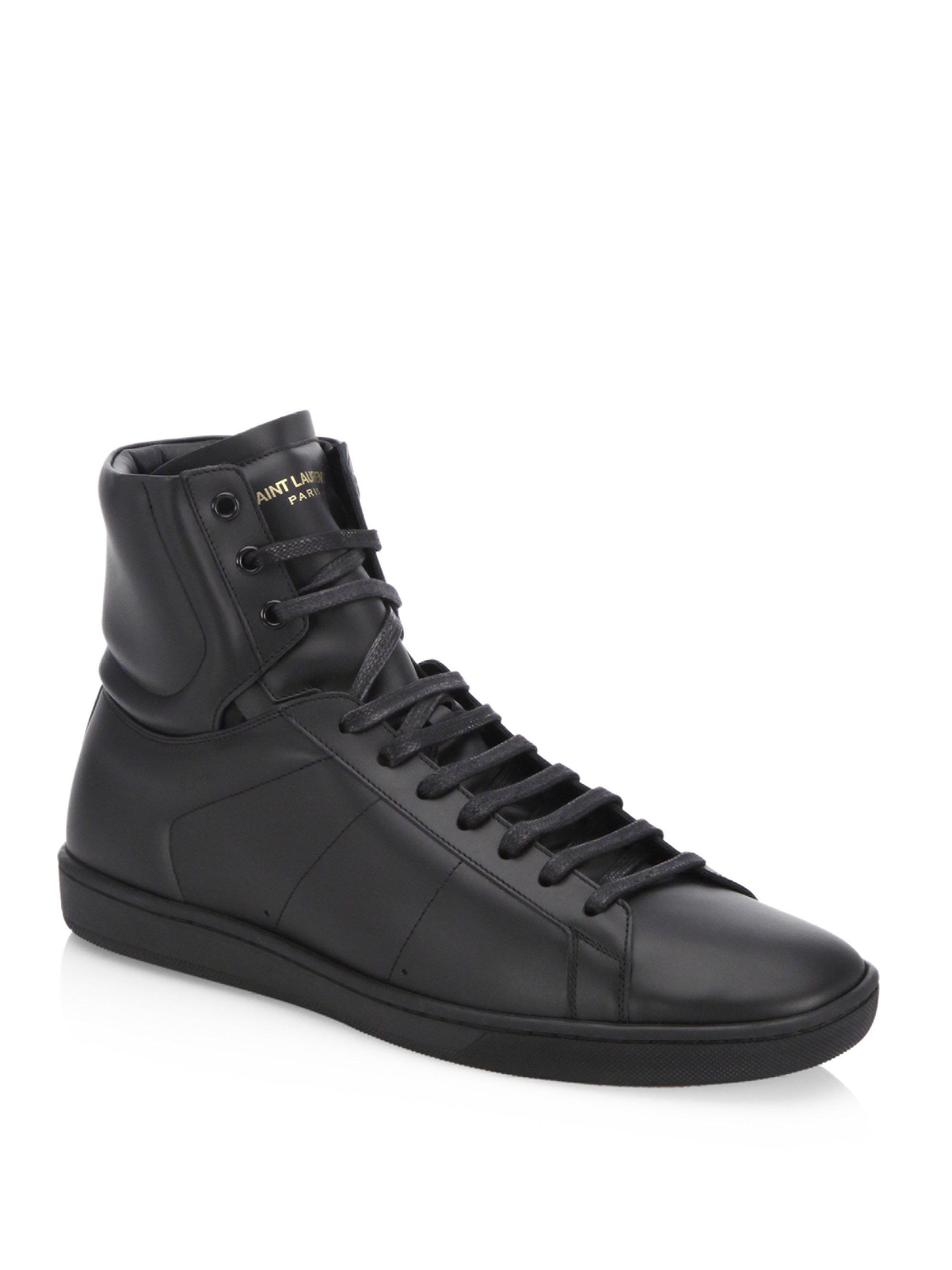 Saint Laurent Sl/10h Men's Signature Court Classic Leather High-top Sneakers  in Black for Men - Lyst