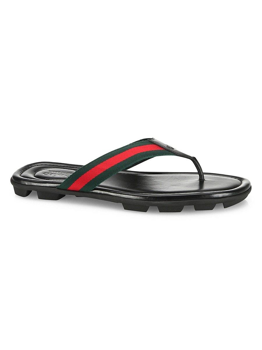 Gucci Web \u0026 Leather Thong Sandals in 