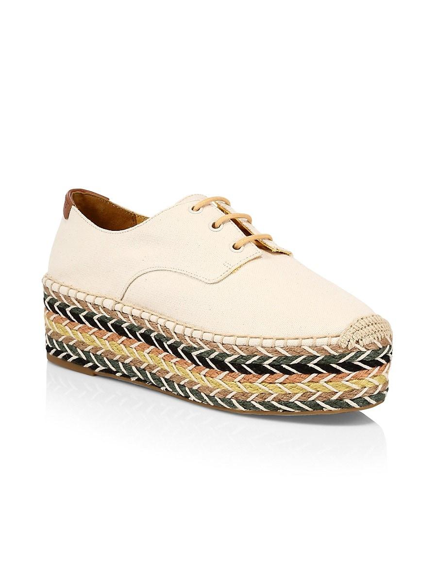 Tory Burch Cotton Multicolored Platform Oxford Espadrilles in Natural | Lyst