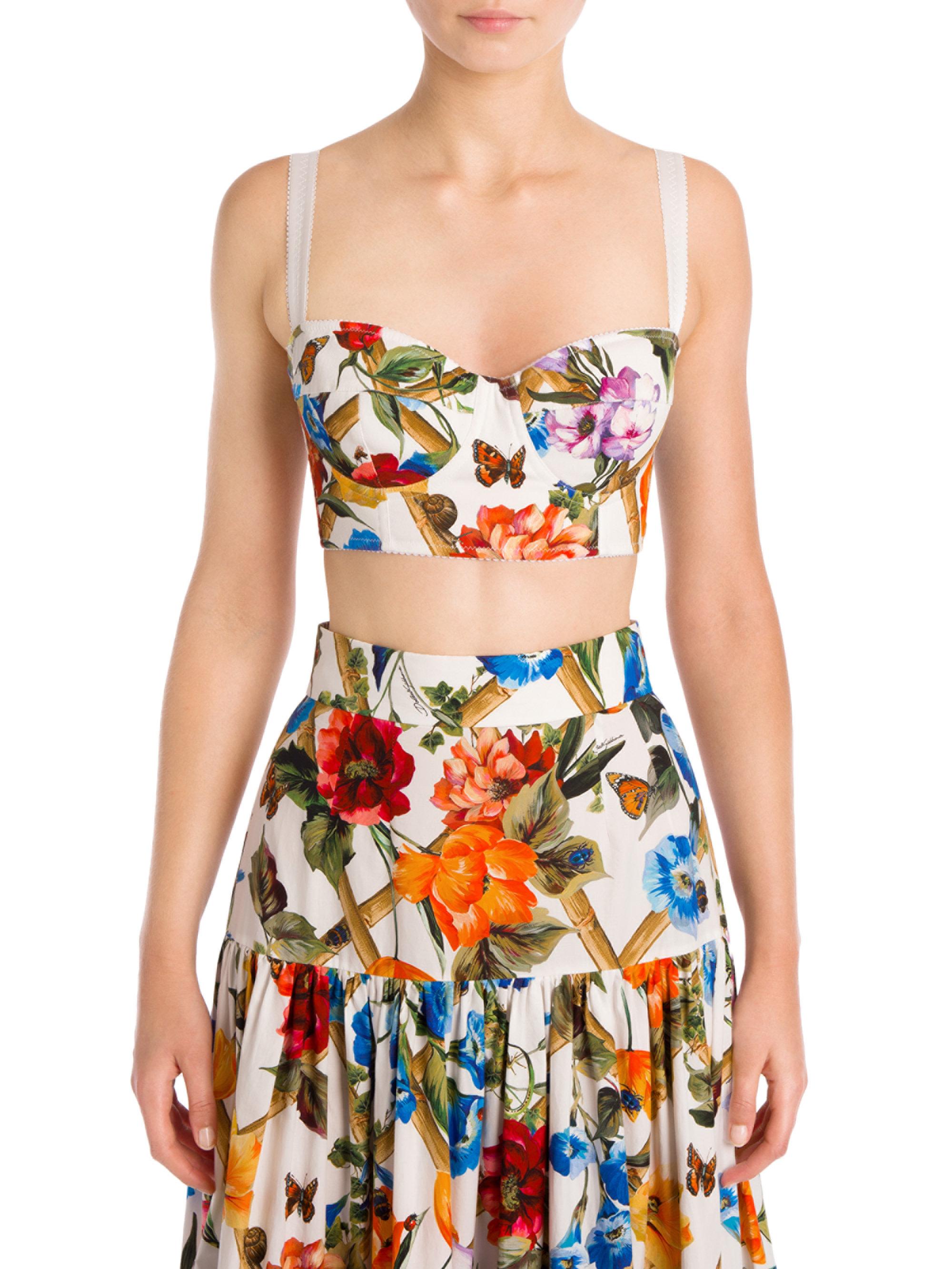 Manie angst Ontevreden Dolce & Gabbana Floral Bamboo Print Bra Top | Lyst