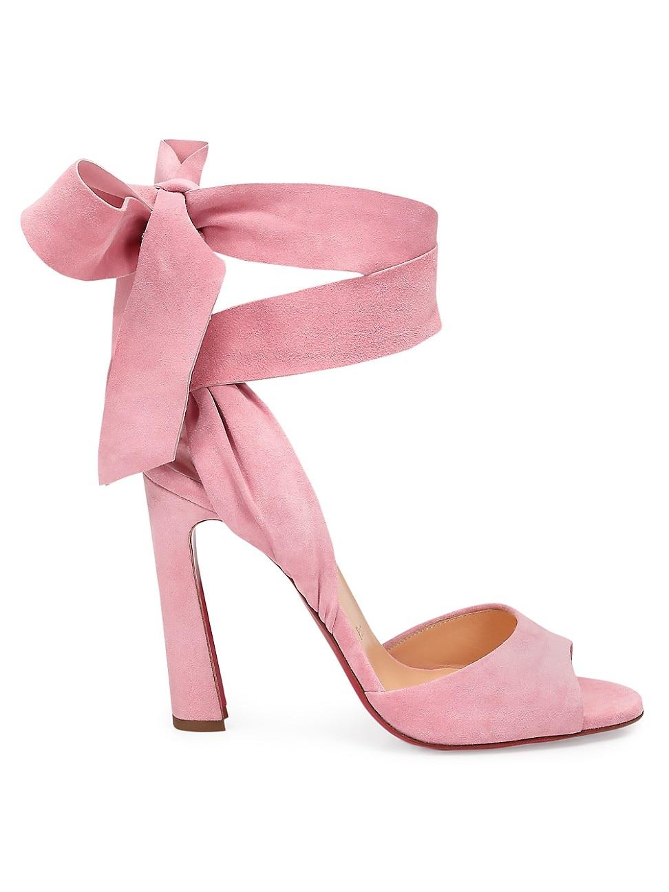Christian Louboutin Rose Amelie Ankle-tie Suede Sandals in Pink | Lyst
