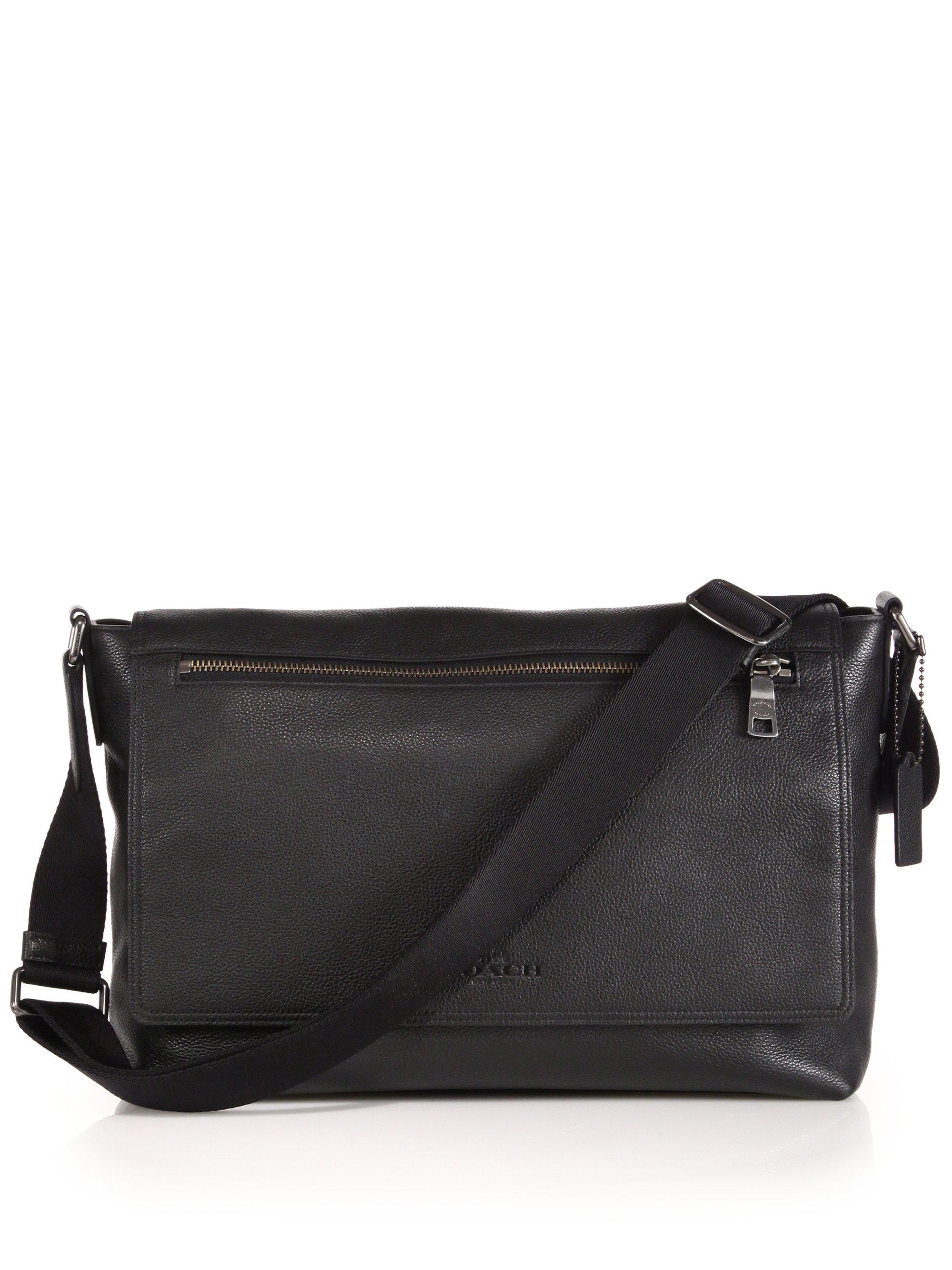 COACH Sullivan Leather Messenger Bag in Black for Men - Lyst