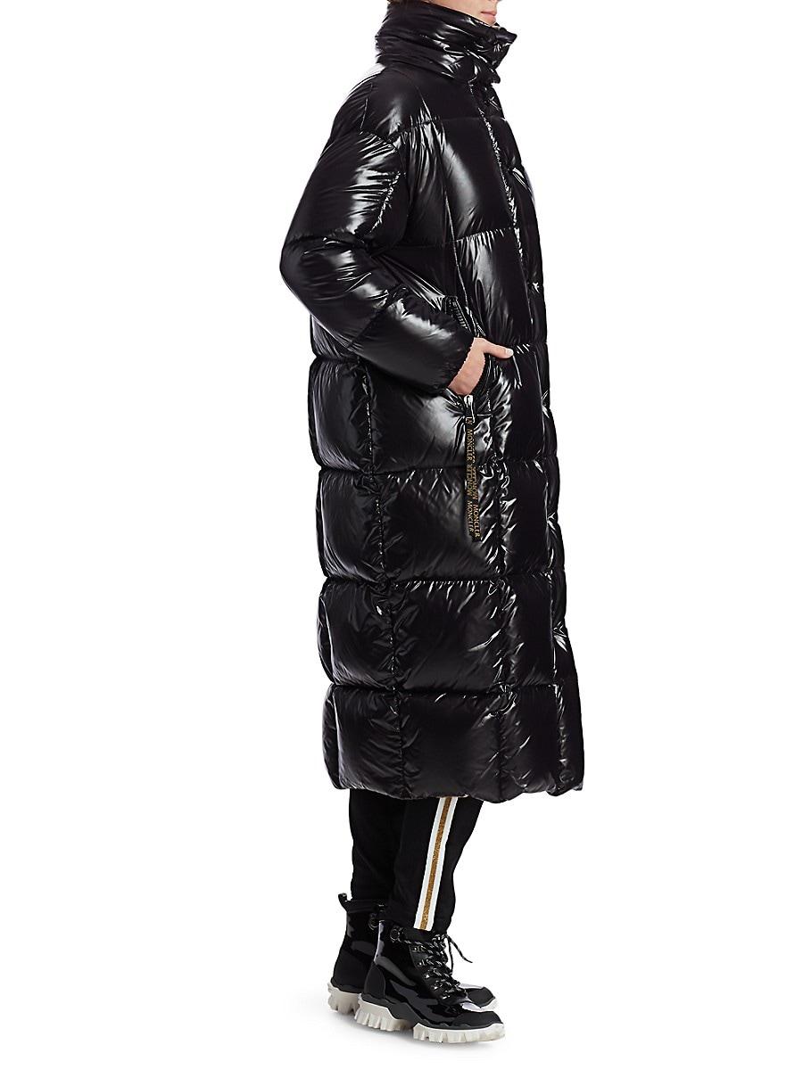 Moncler Synthetic Parnaiba Long Nylon Puffer Coat in Black - Save 29% | Lyst