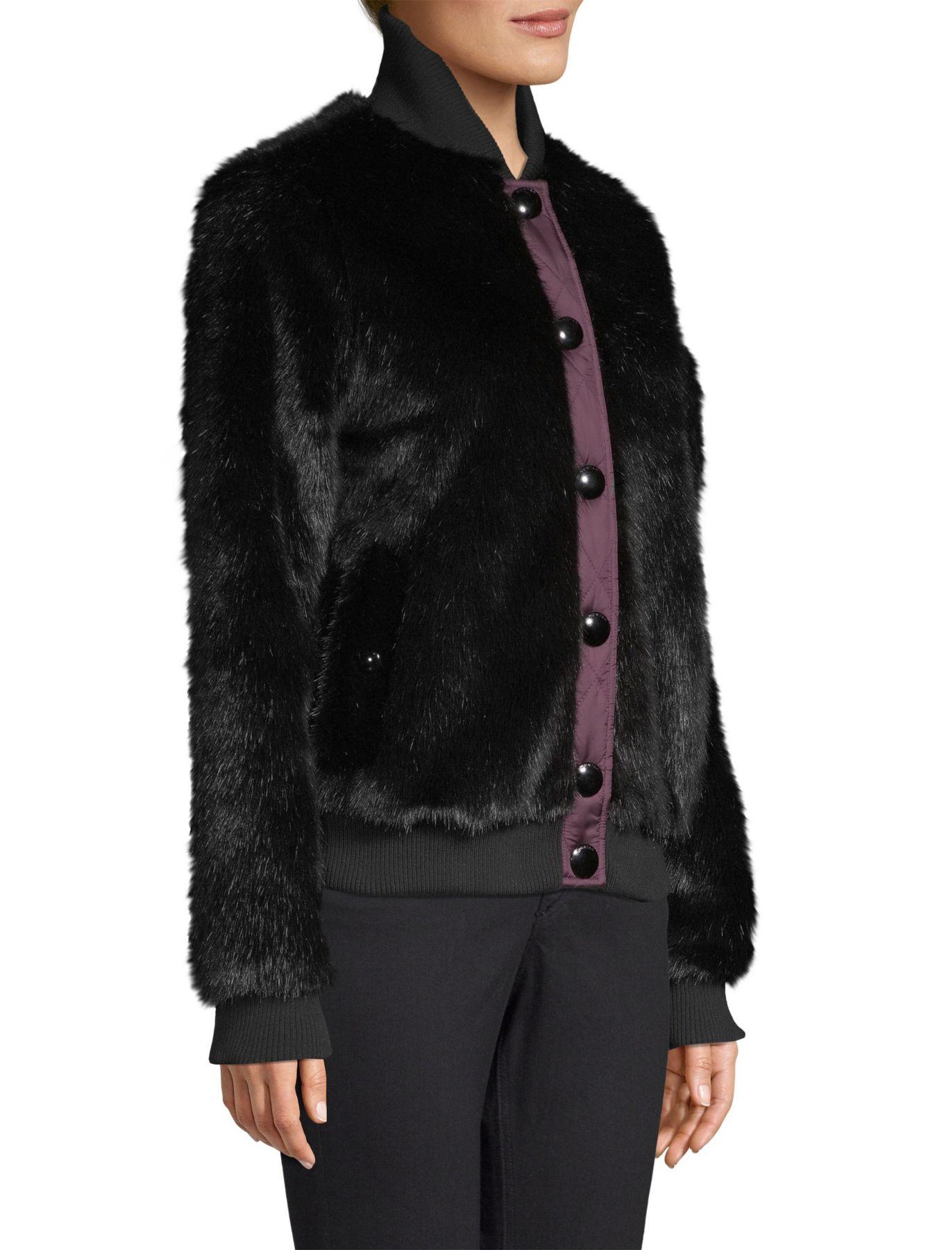 HUNTER Refined Faux Fur Bomber Jacket in Black Lyst