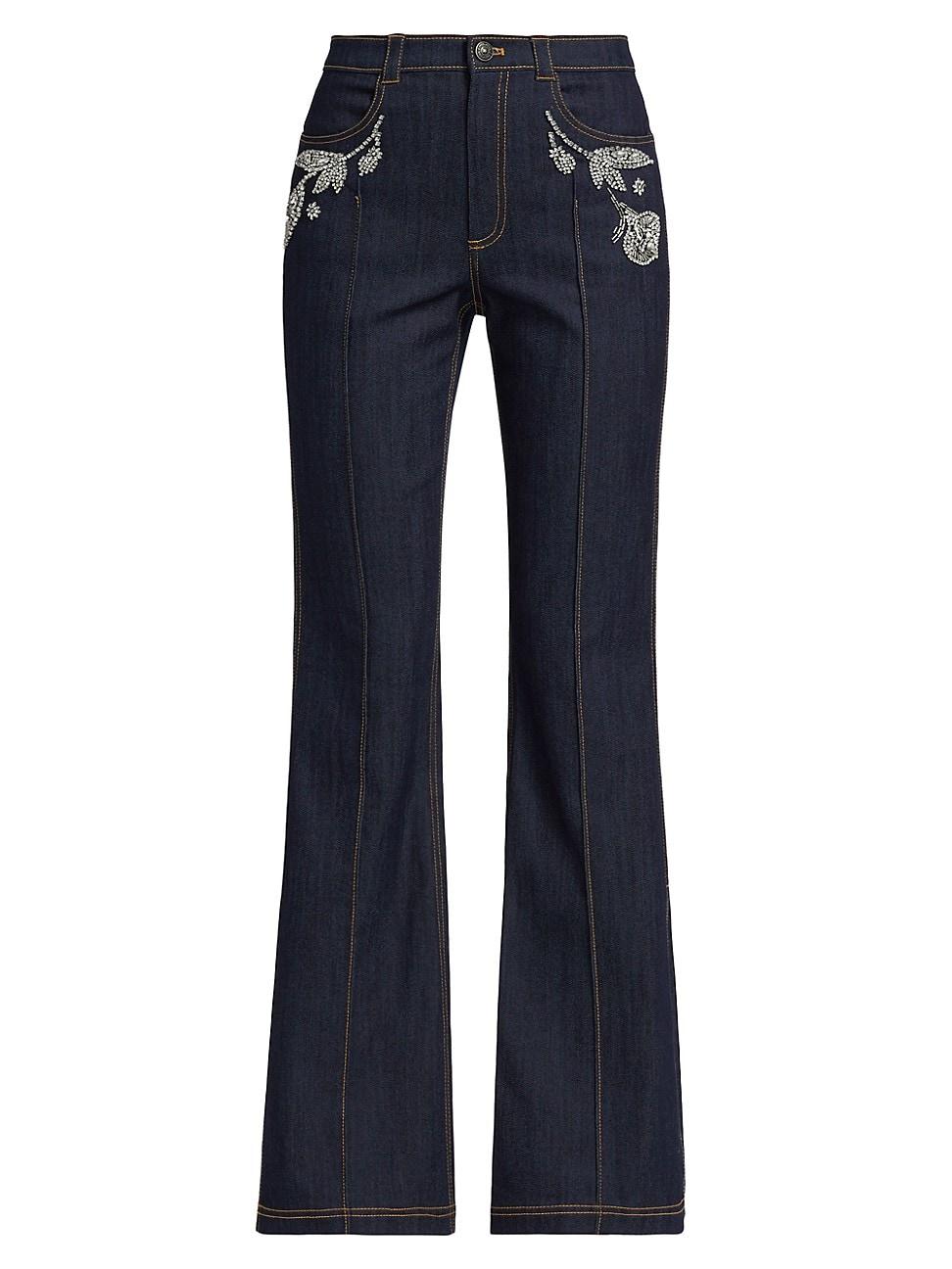 Cinq À Sept Haylie High-rise Embellished Slit Flare Jeans in Blue | Lyst