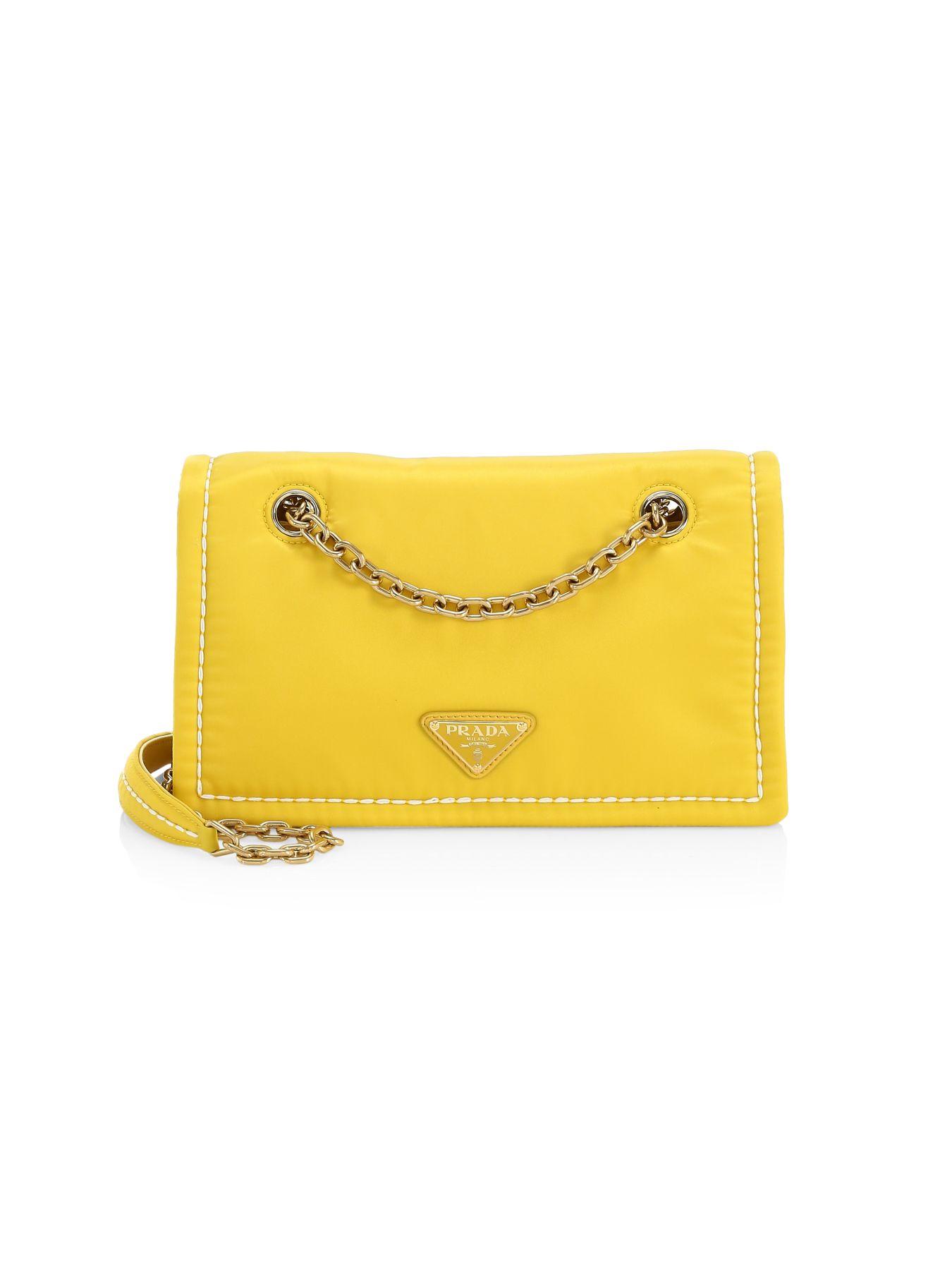 Prada Synthetic Tessuto Nylon Chain Shoulder Bag in Yellow - Lyst