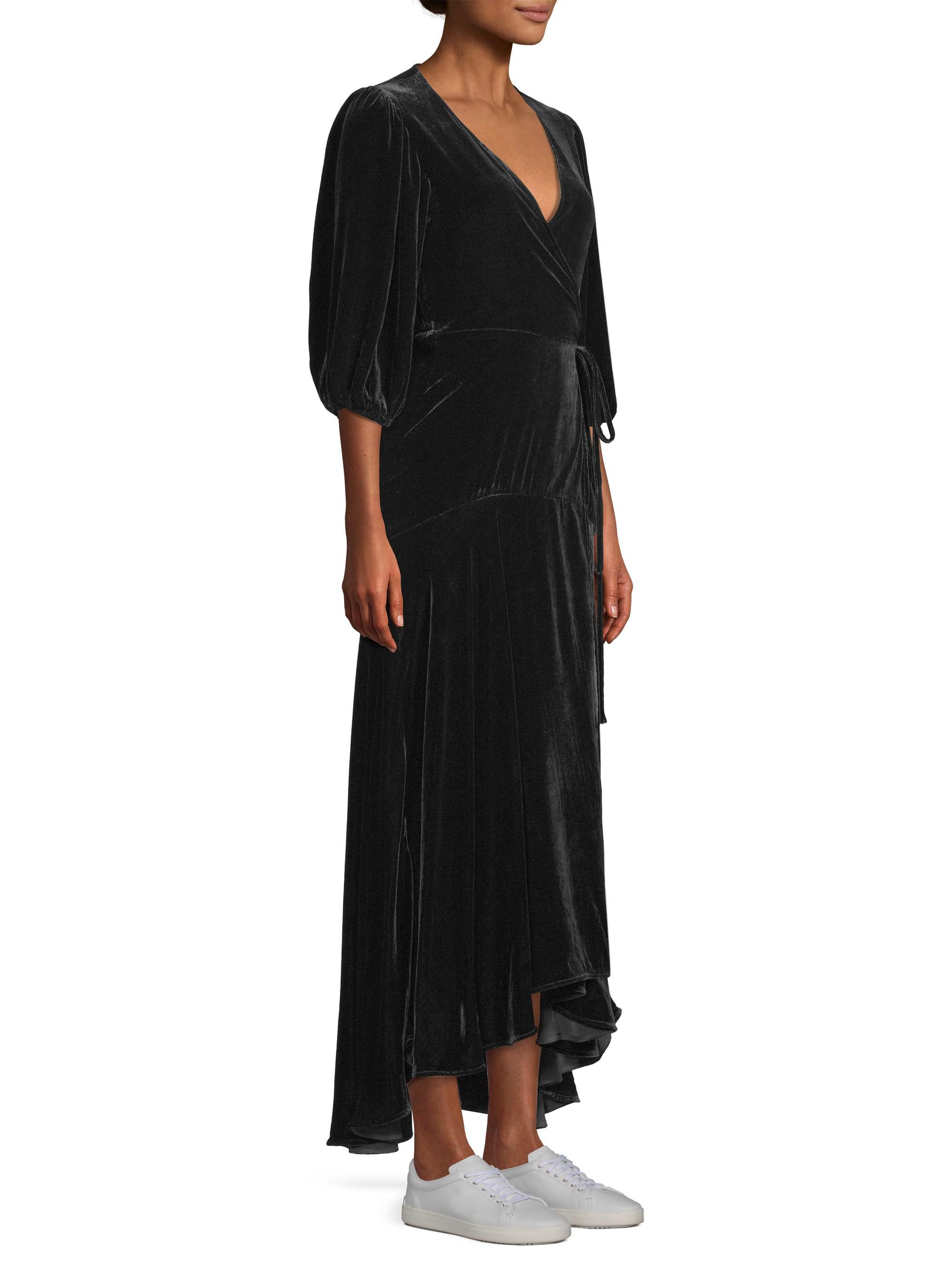 ganni black velvet dress