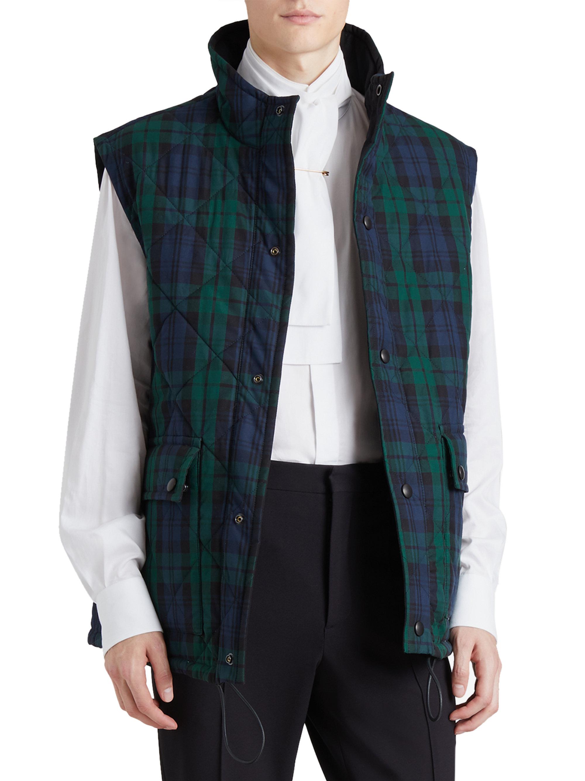 Lyst Burberry Reversible Plaid Quilted Cotton Vest in Blue for Men