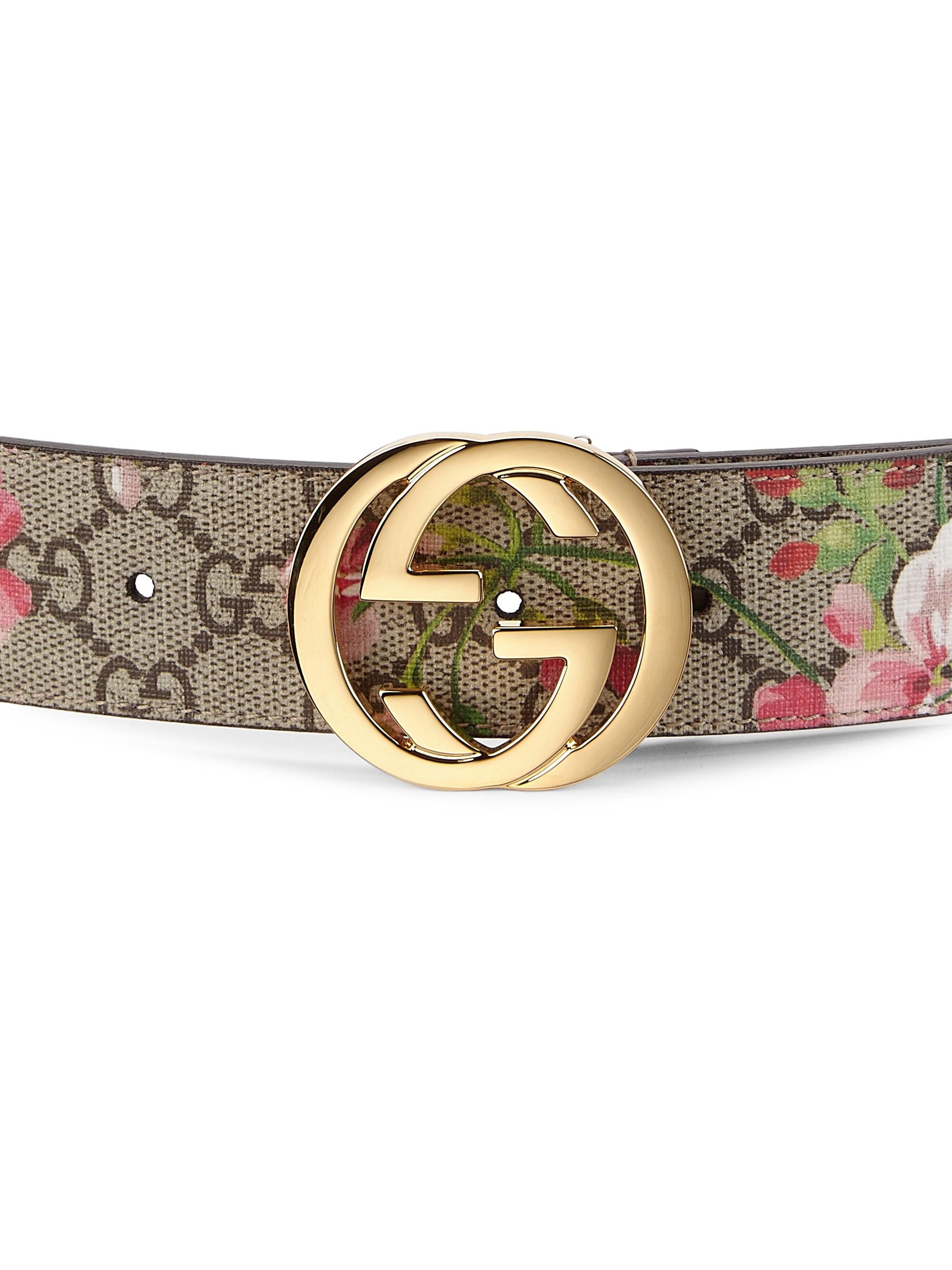 Gucci Women&#39;s Floral Logo Print Belt - Beige Multi - Lyst