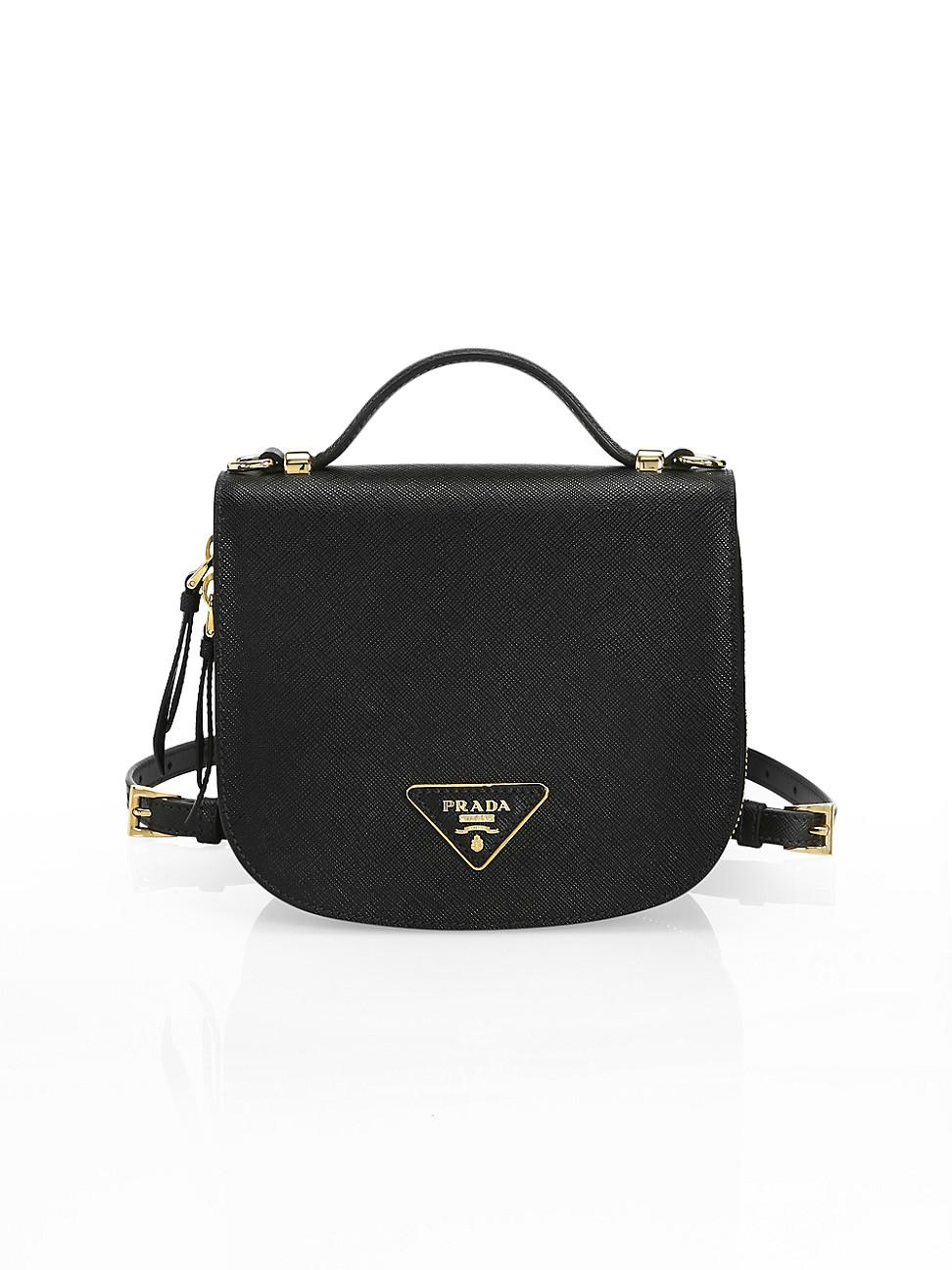 Prada Odette Leather Cross-body Bag in Black