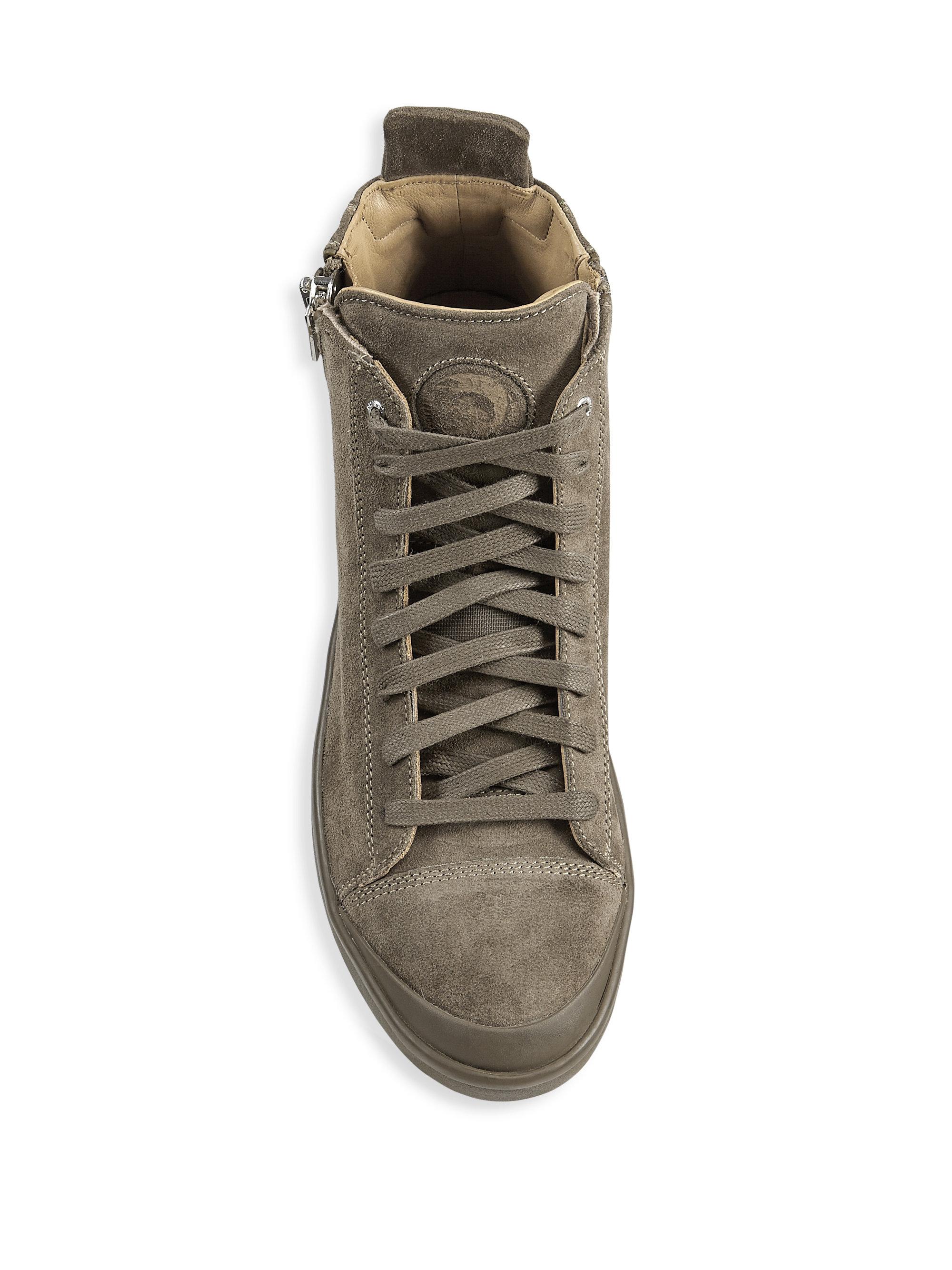 DIESEL Side-zip Suede Sneakers in Green 
