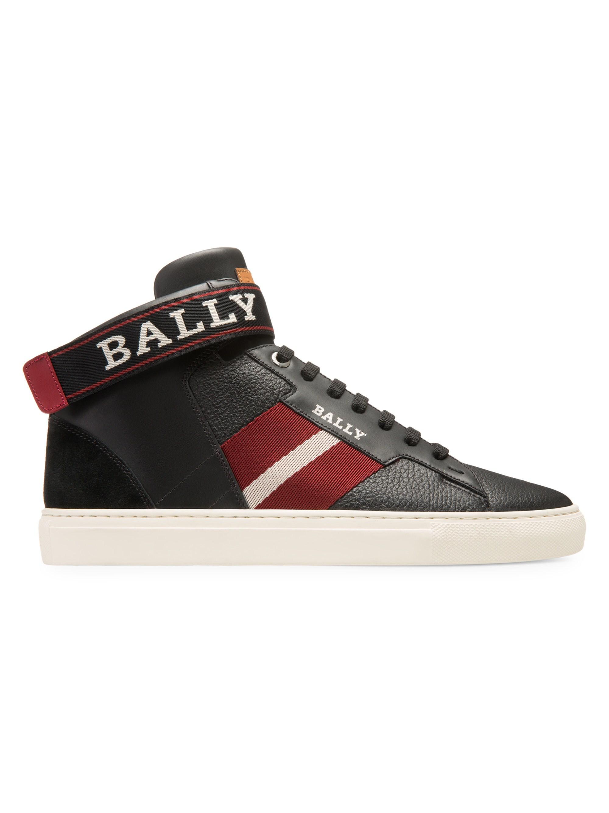 Bally Leather Men's Heros Snake-trim High-top Sneakers With Ankle  Grip-strap in Black for Men - Lyst