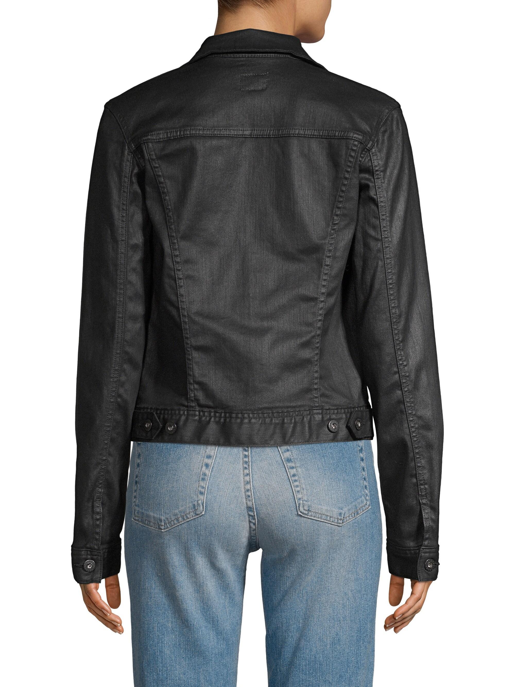 AG Jeans Cotton Robyn Coated Jean Jacket in Black - Lyst
