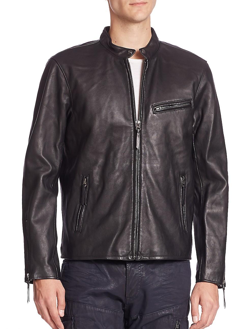 polo ralph lauren lambskin leather café racer jacket