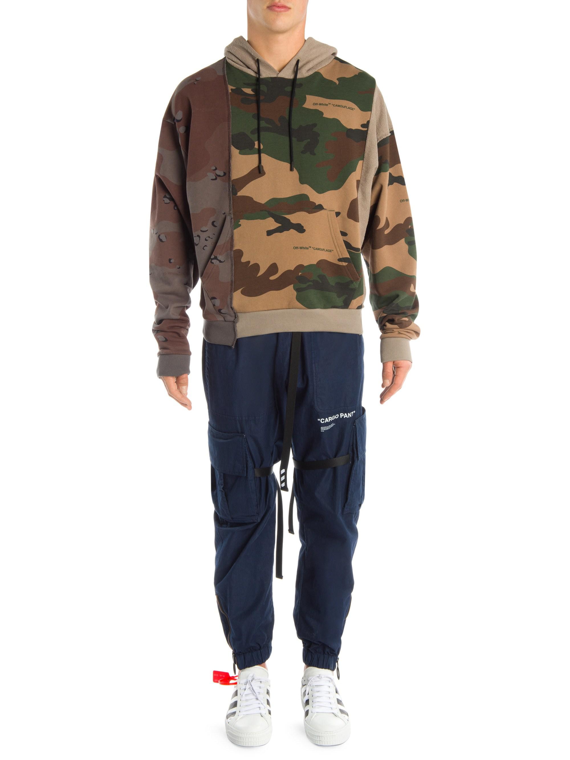 off white reconstructed camo hoodie