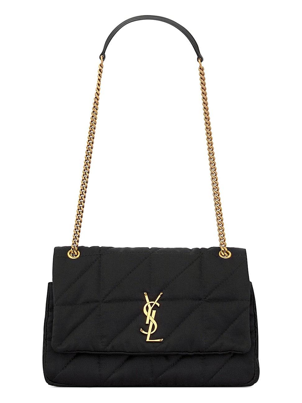 Saint Laurent Jamie Medium Chain Bag "carré Rive Gauche" In Satin And