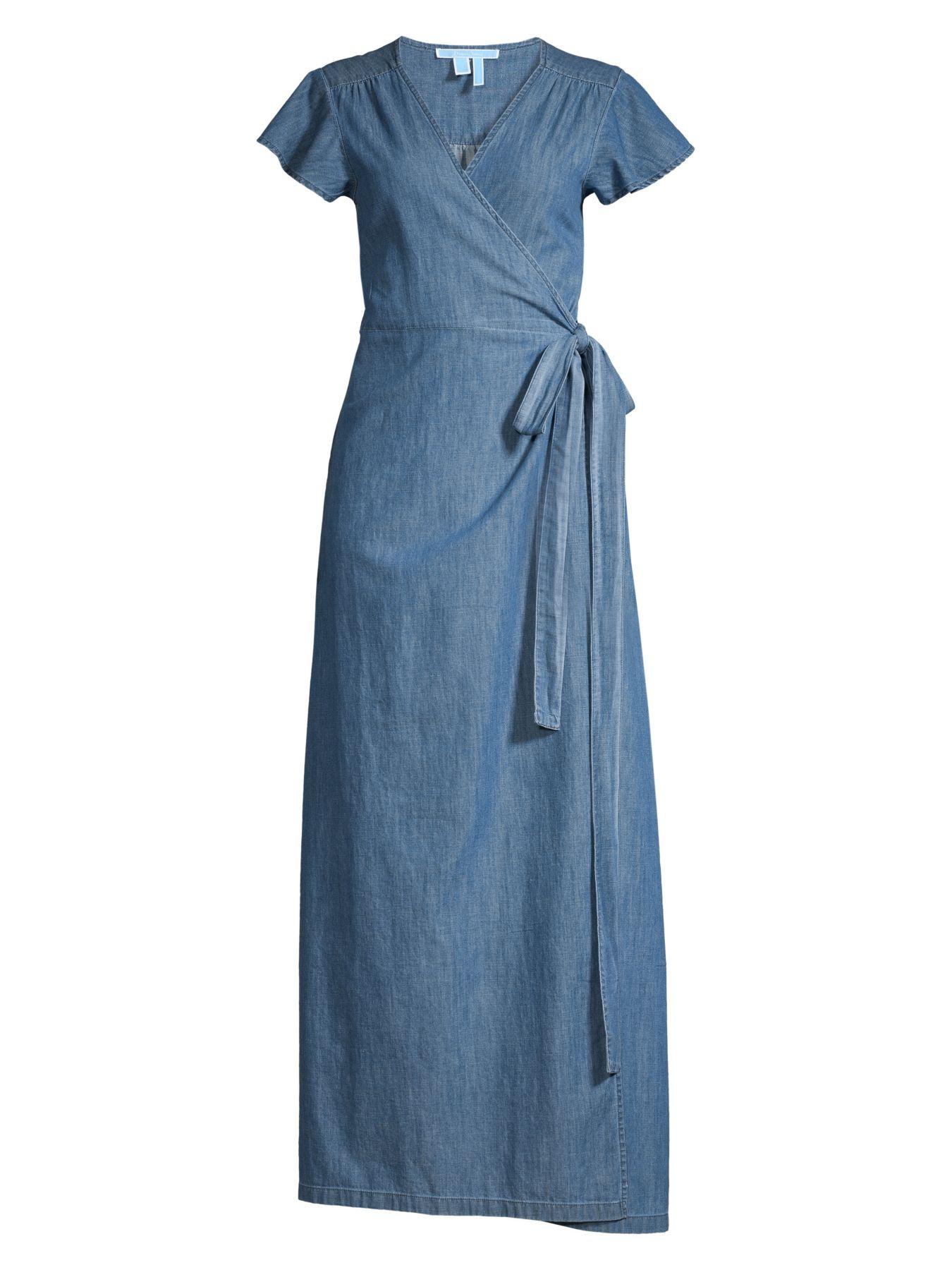 Draper James Chambray Wrap Maxi Dress in Blue - Lyst