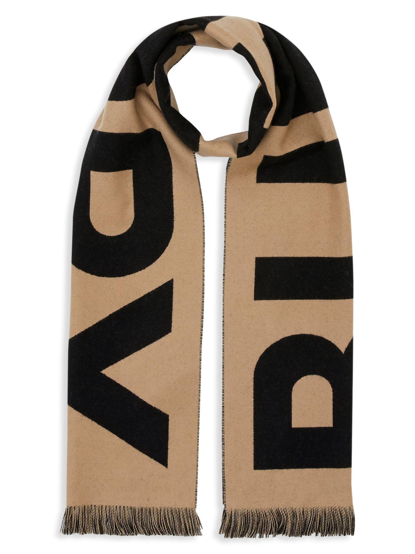 burberry tan wool logo scarf