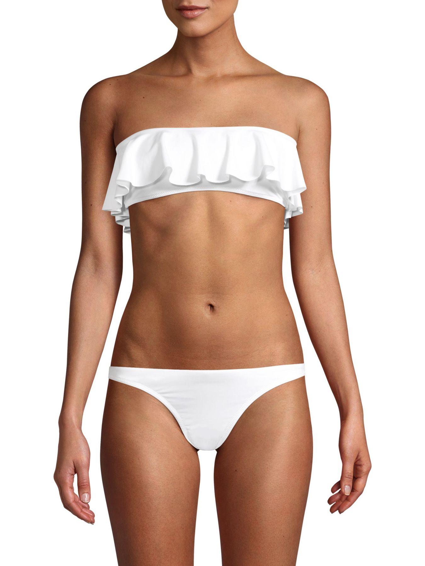 White ruffle bandeau bikini top Clearance