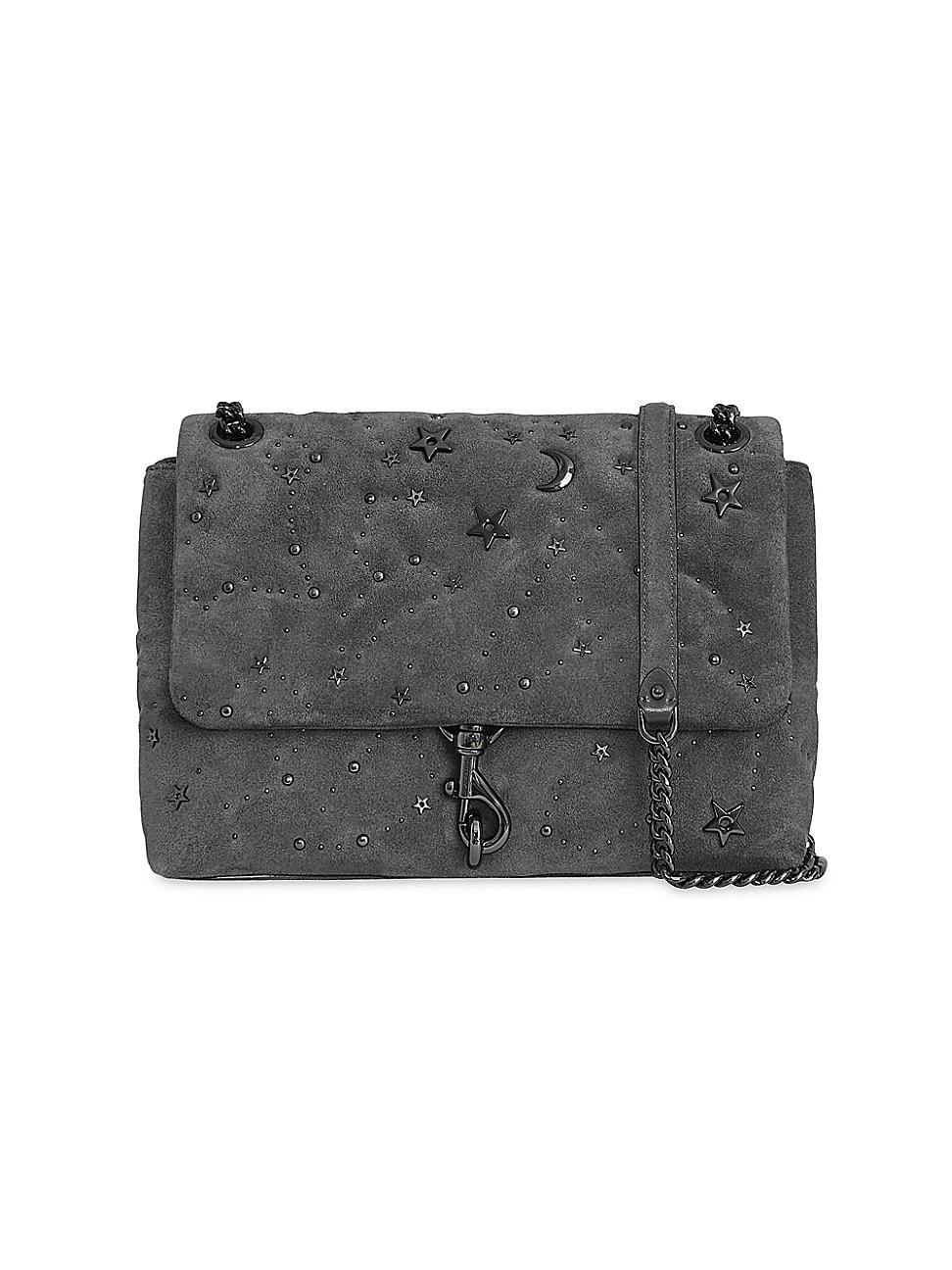 Rebecca Minkoff Edie Celestial Stud Suede Flap Shoulder Bag in Gray Lyst
