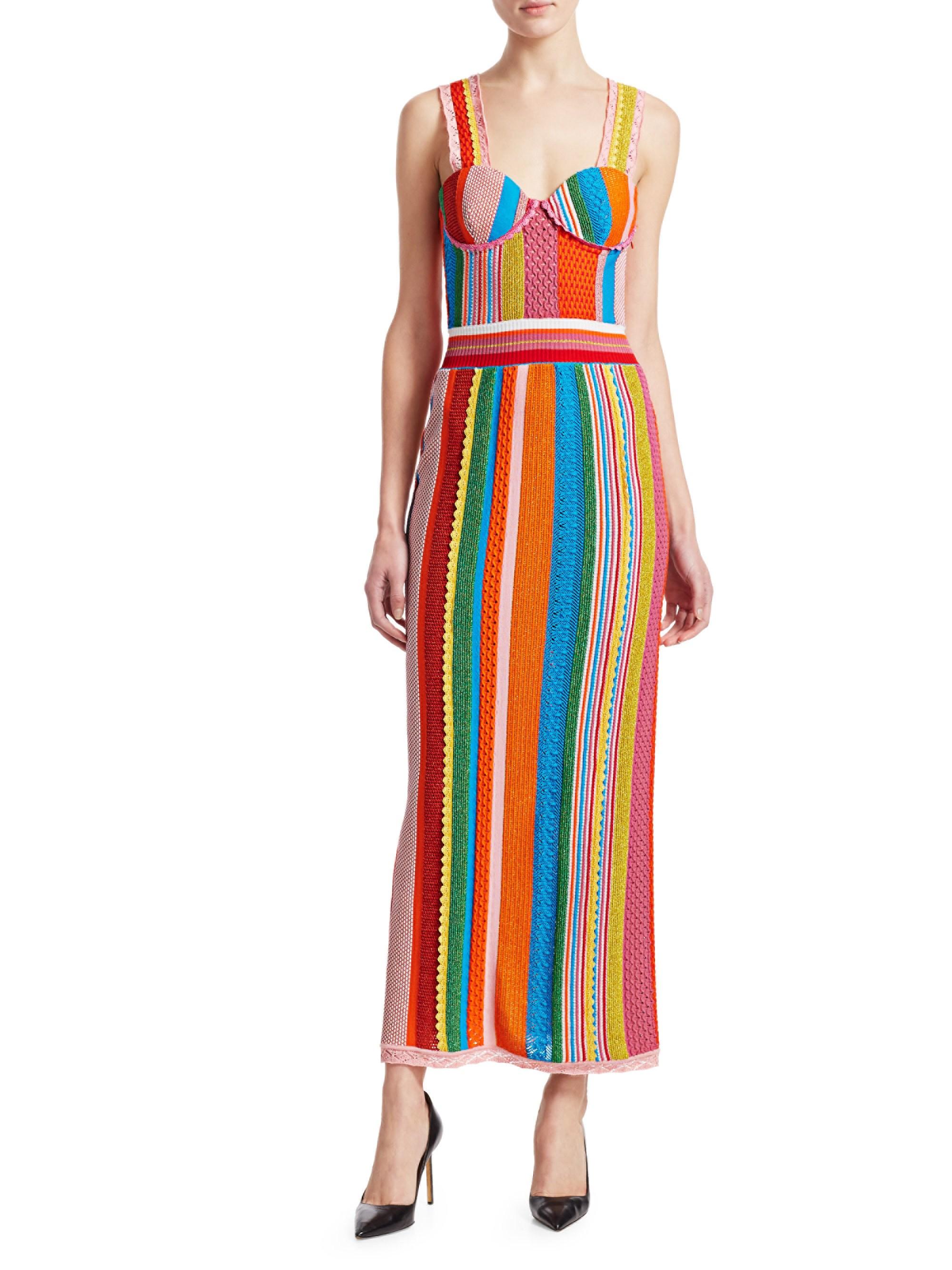 Moschino Wool Multi Stripe Knit Dress | Lyst