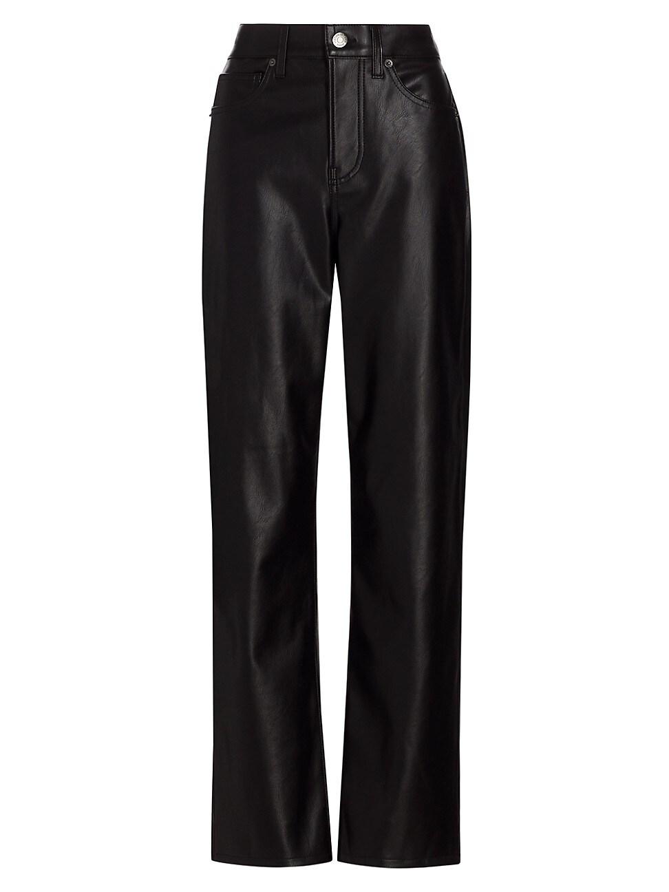 Veronica Beard Joey Vegan Leather Straight-leg Pants in Black | Lyst