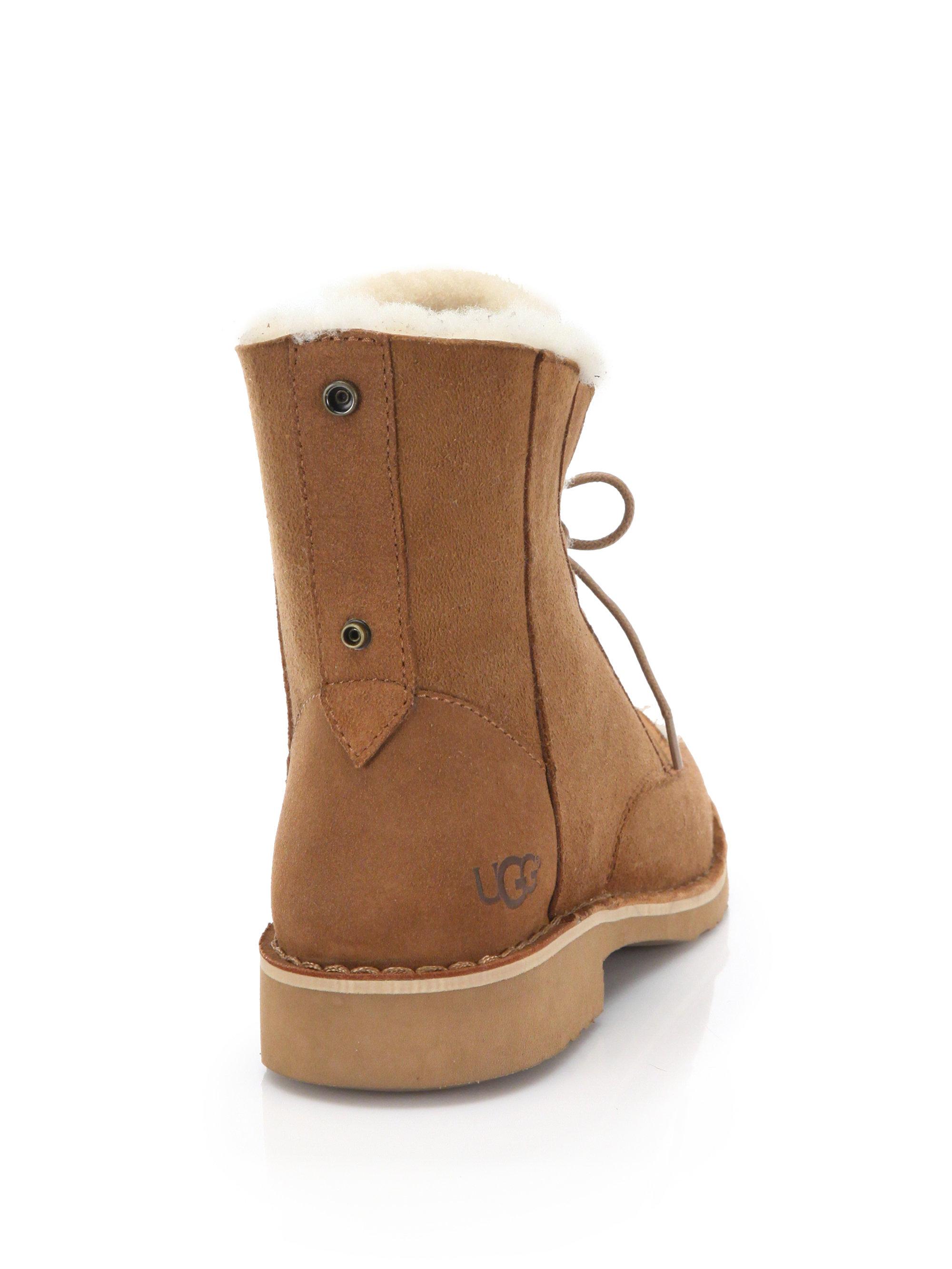 ugg quincy lace up chestnut suede