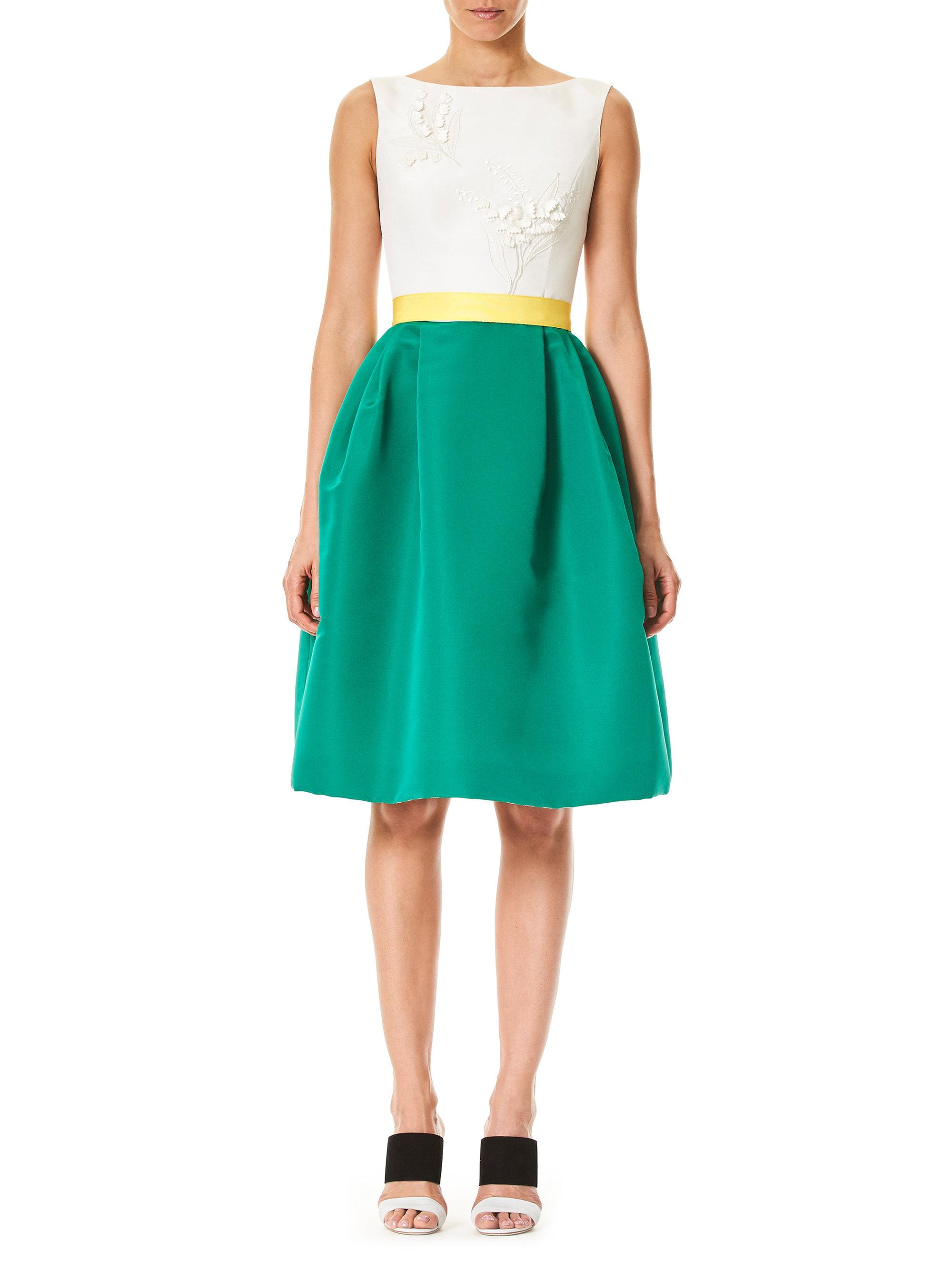 Lyst - Carolina Herrera Leaf Embroidered Silk Faille Cocktail Dress in Green