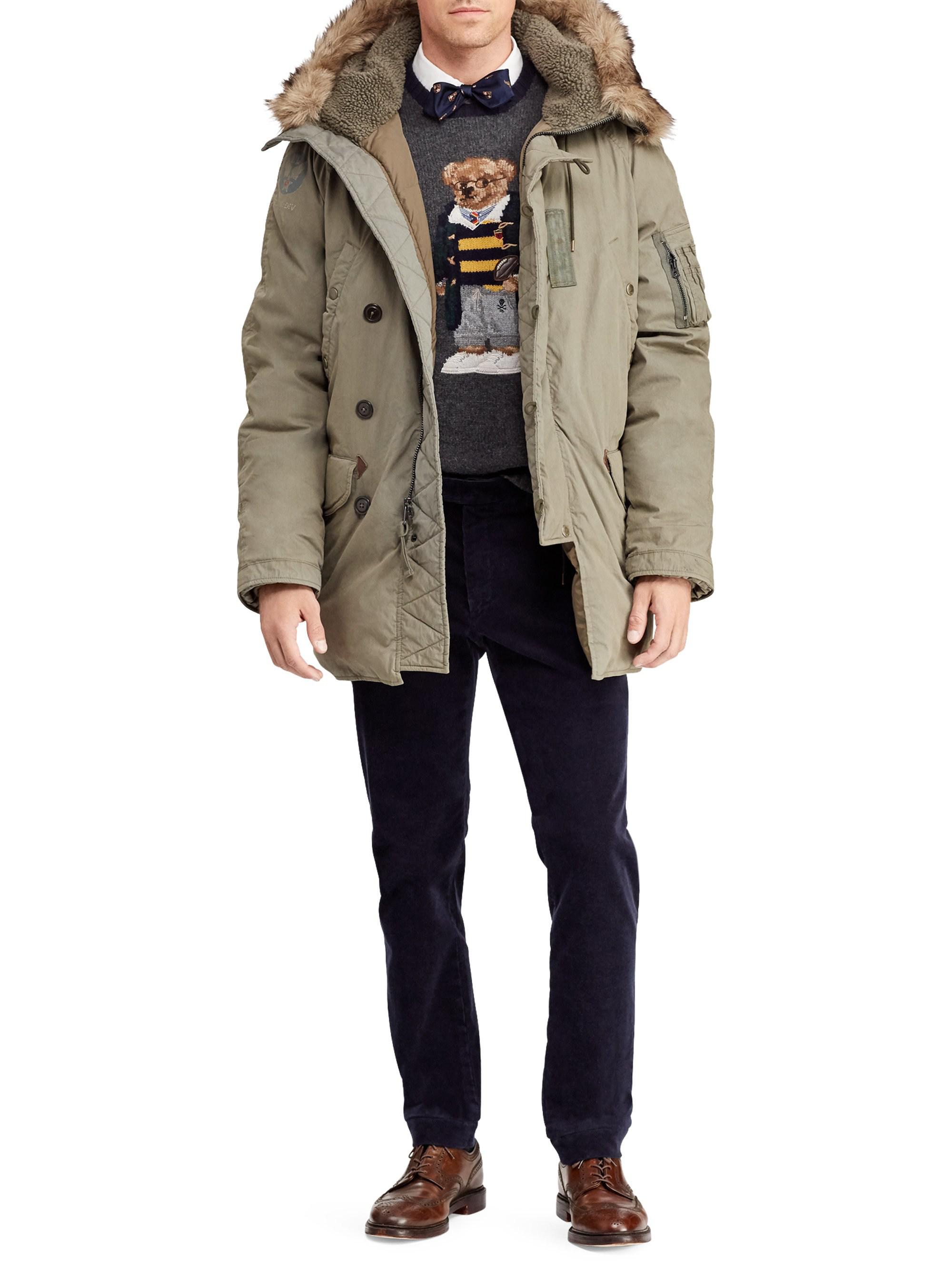 ralph lauren parka with faux fur trim