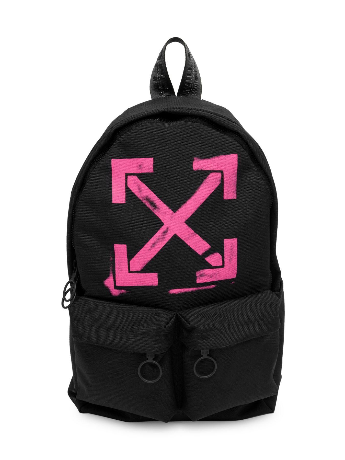 Off-White c/o Virgil Abloh Synthetic Black And Pink Arrow Logo Backpack for  Men - Lyst