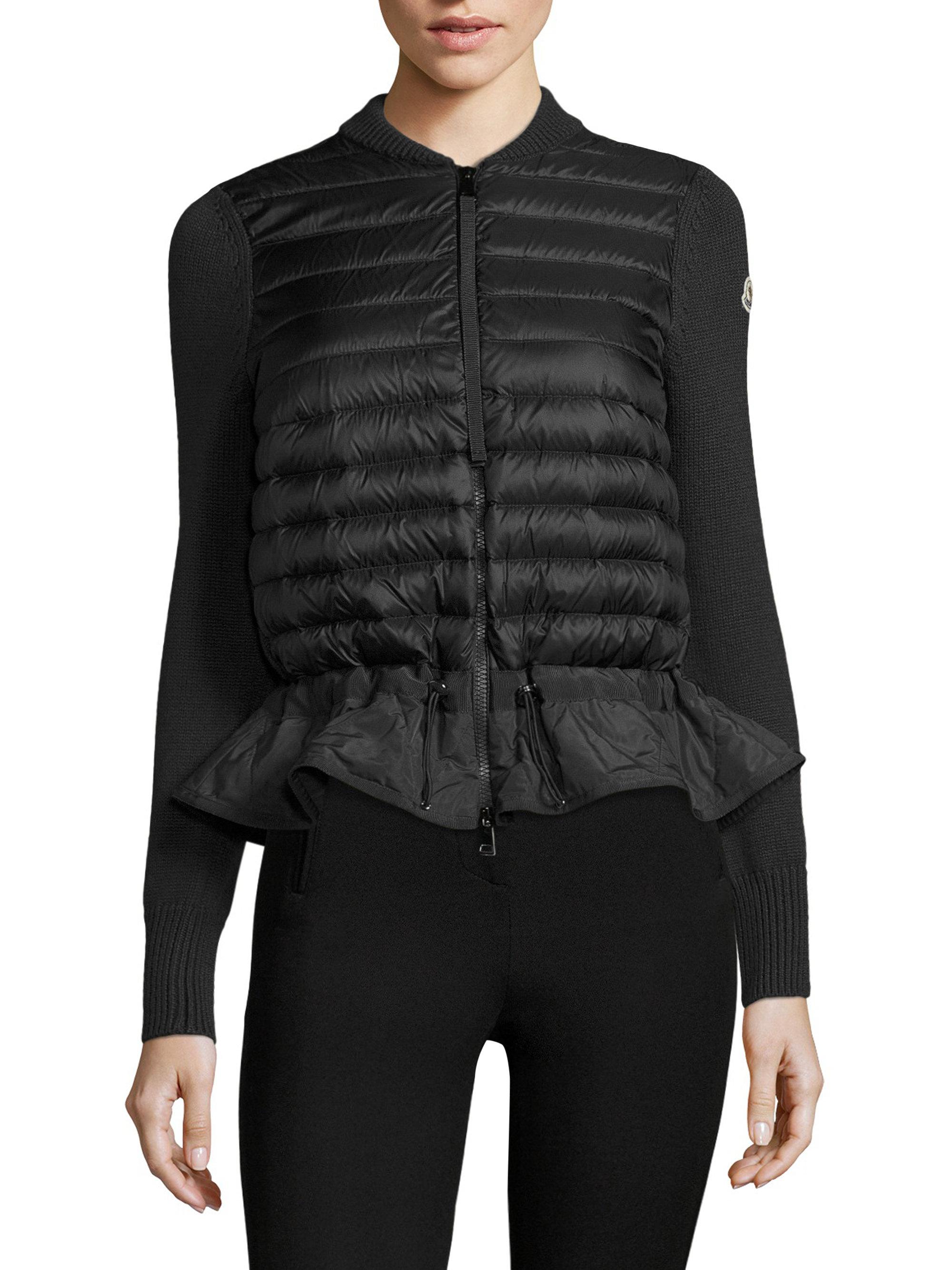 Moncler Maglione Knit Peplum Jacket in Black - Lyst