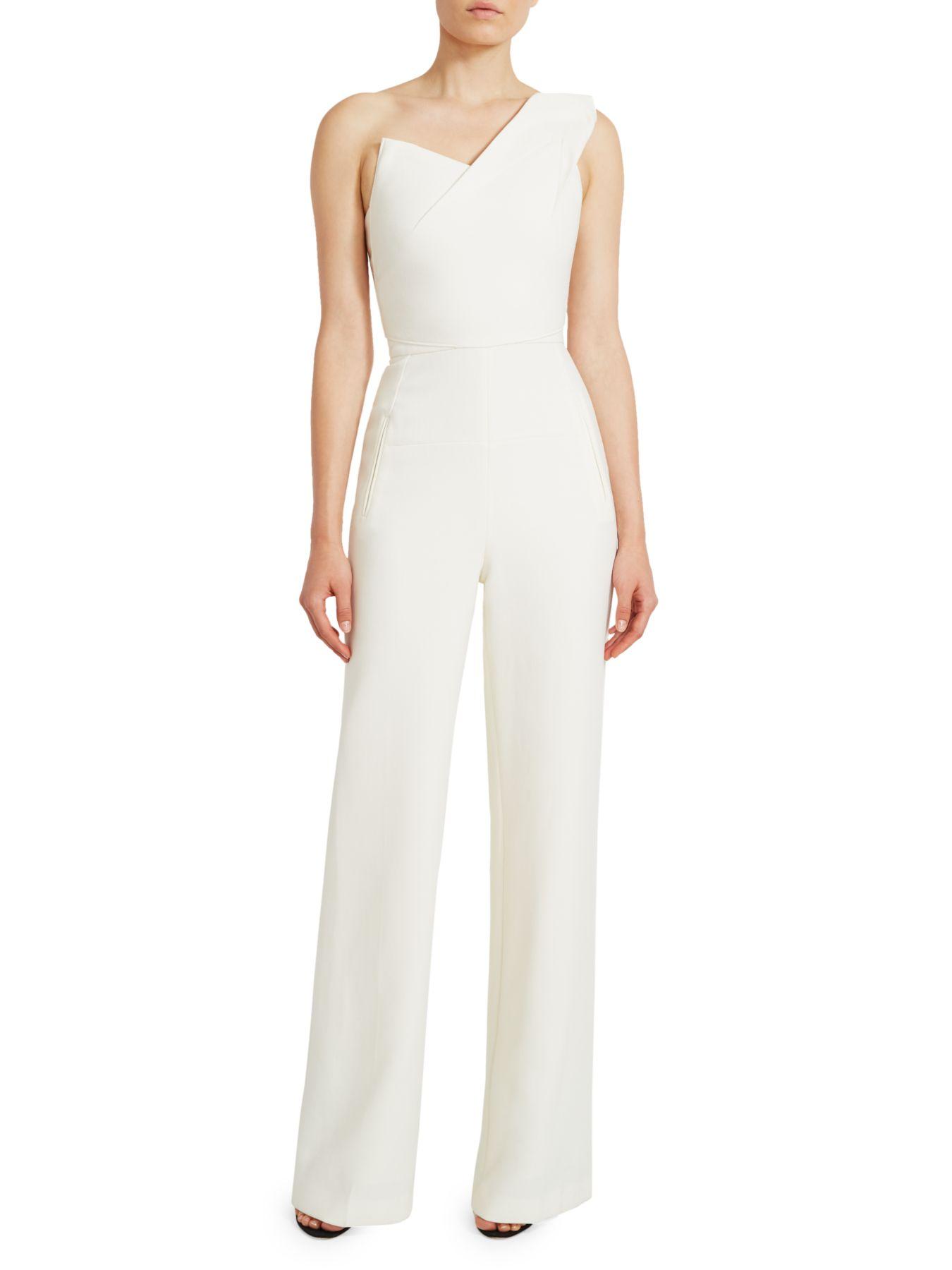 Roland Mouret Wool Platano One-shoulder Jumpsuit in White - Save 35% - Lyst