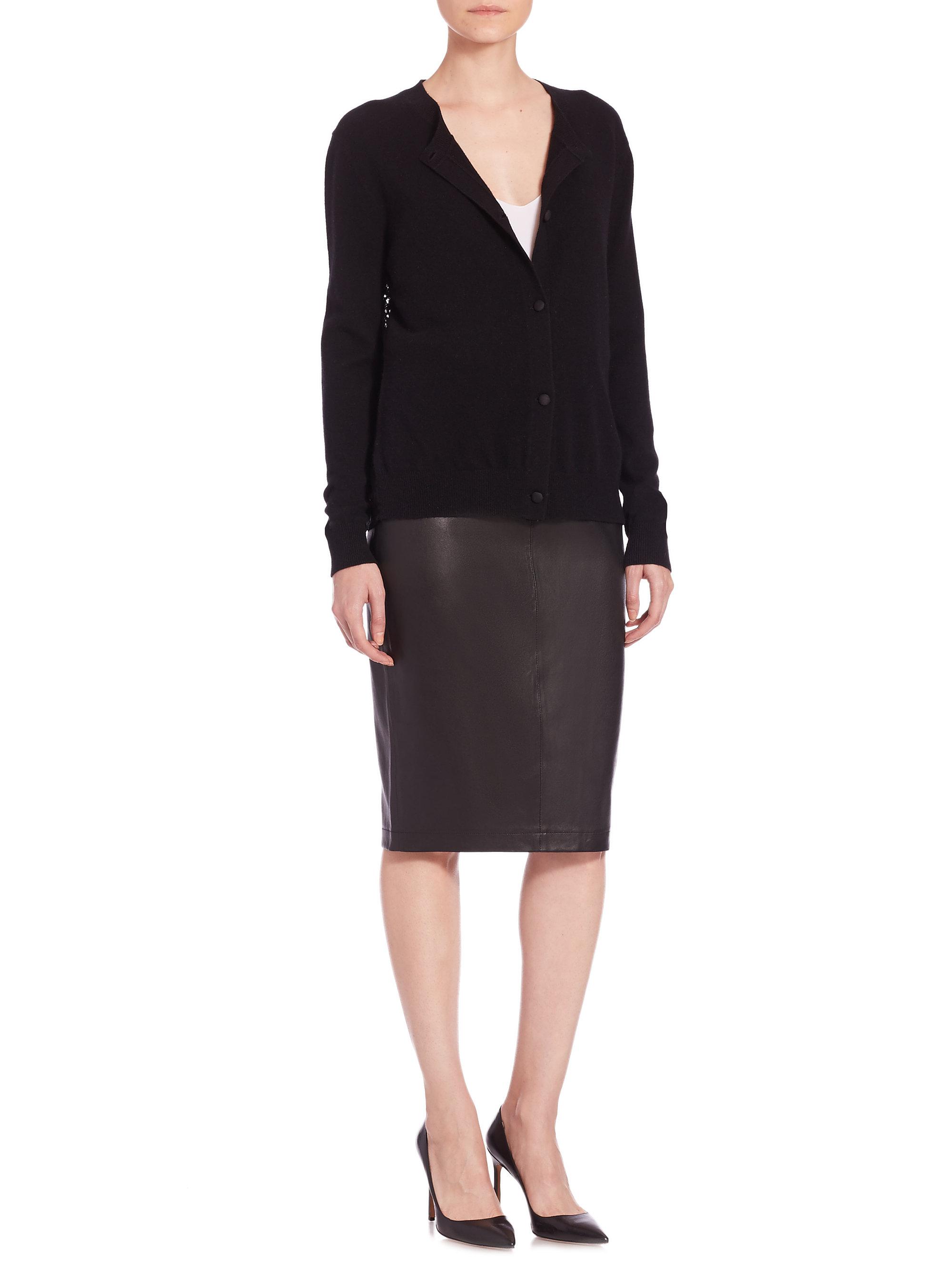 Saks Fifth Avenue Leather Pencil Skirt in Black Lyst
