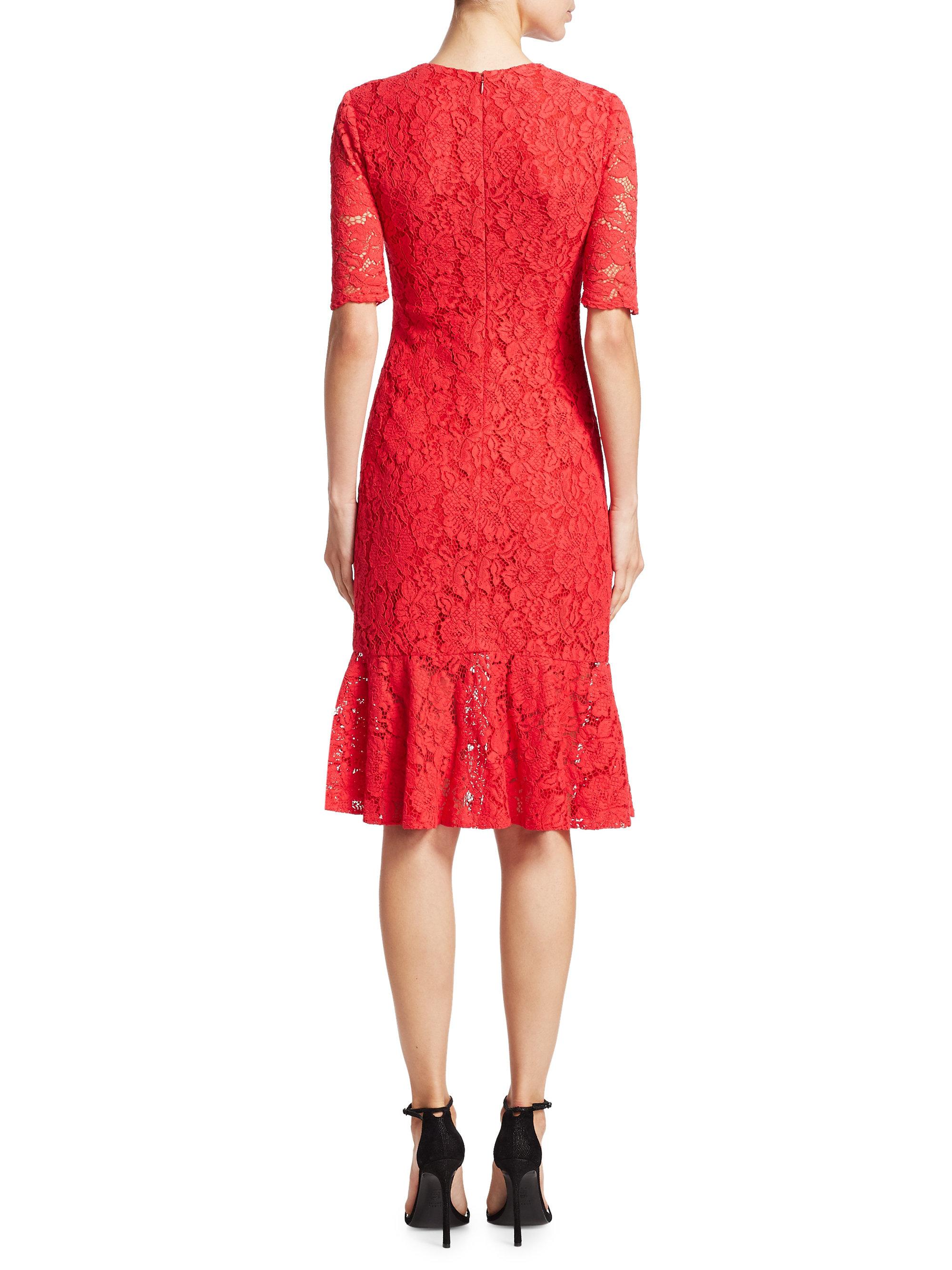 carolina herrera red lace dress