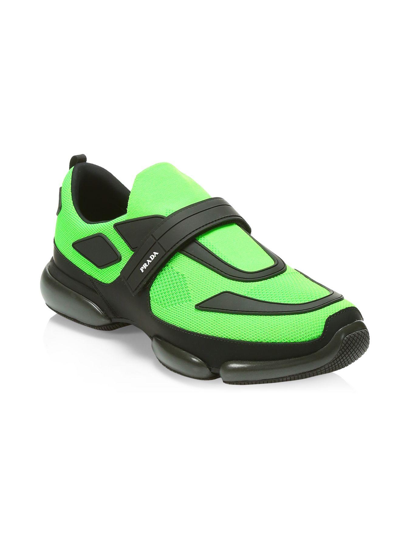 Prada Leather Black And Green Cloudbust Sneakers for Men - Lyst