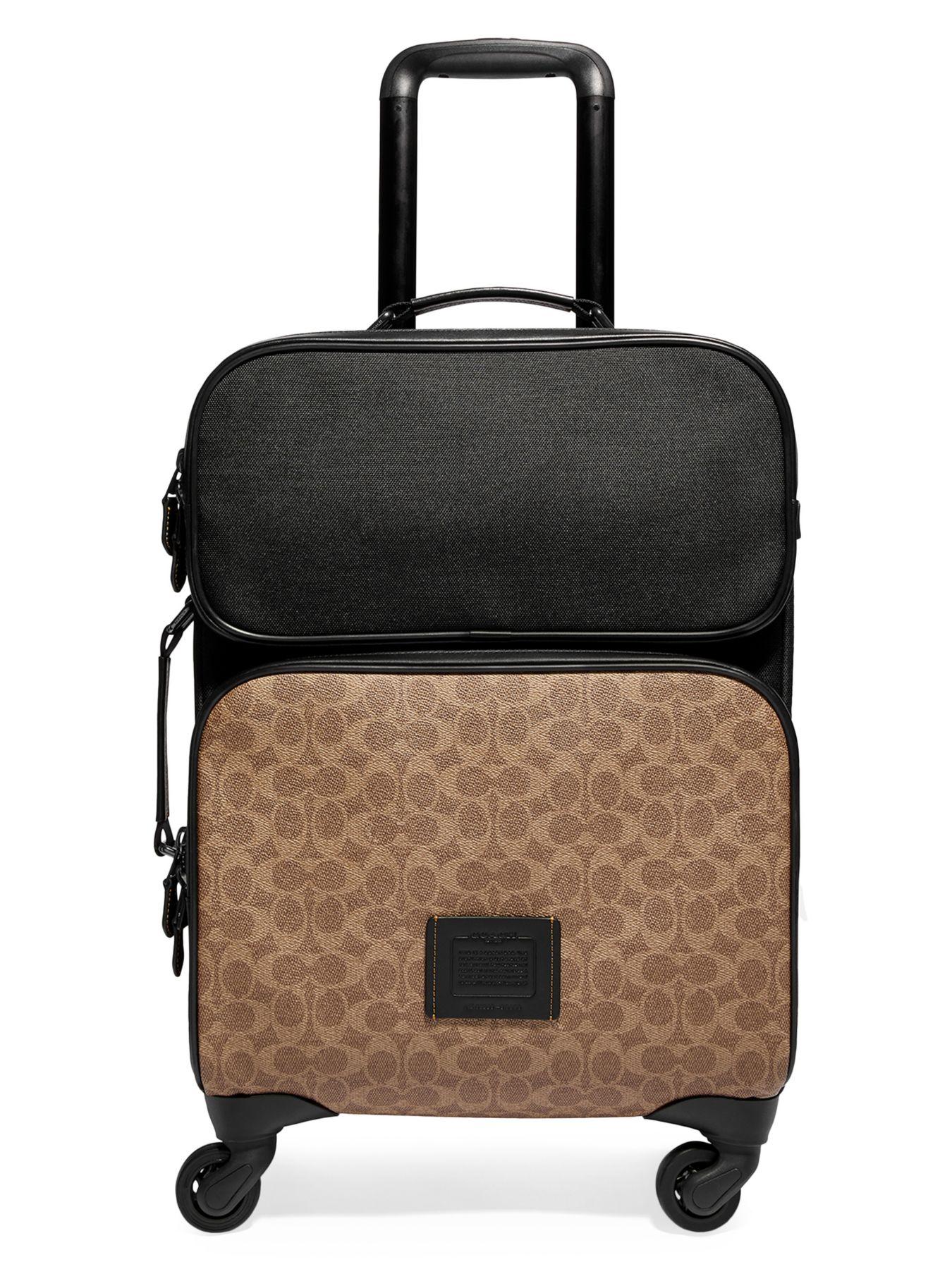 COACH Academy Travel Signature Canvas Wheeled Carry-on in Black for Men |  Lyst