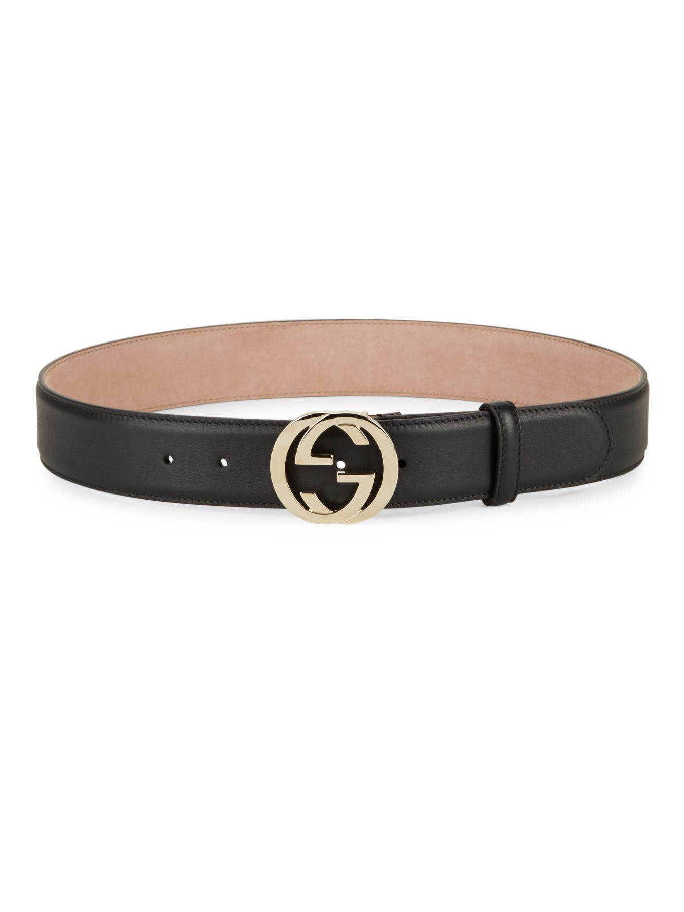 Gucci Leather Belt With G Buckle in Black - Lyst