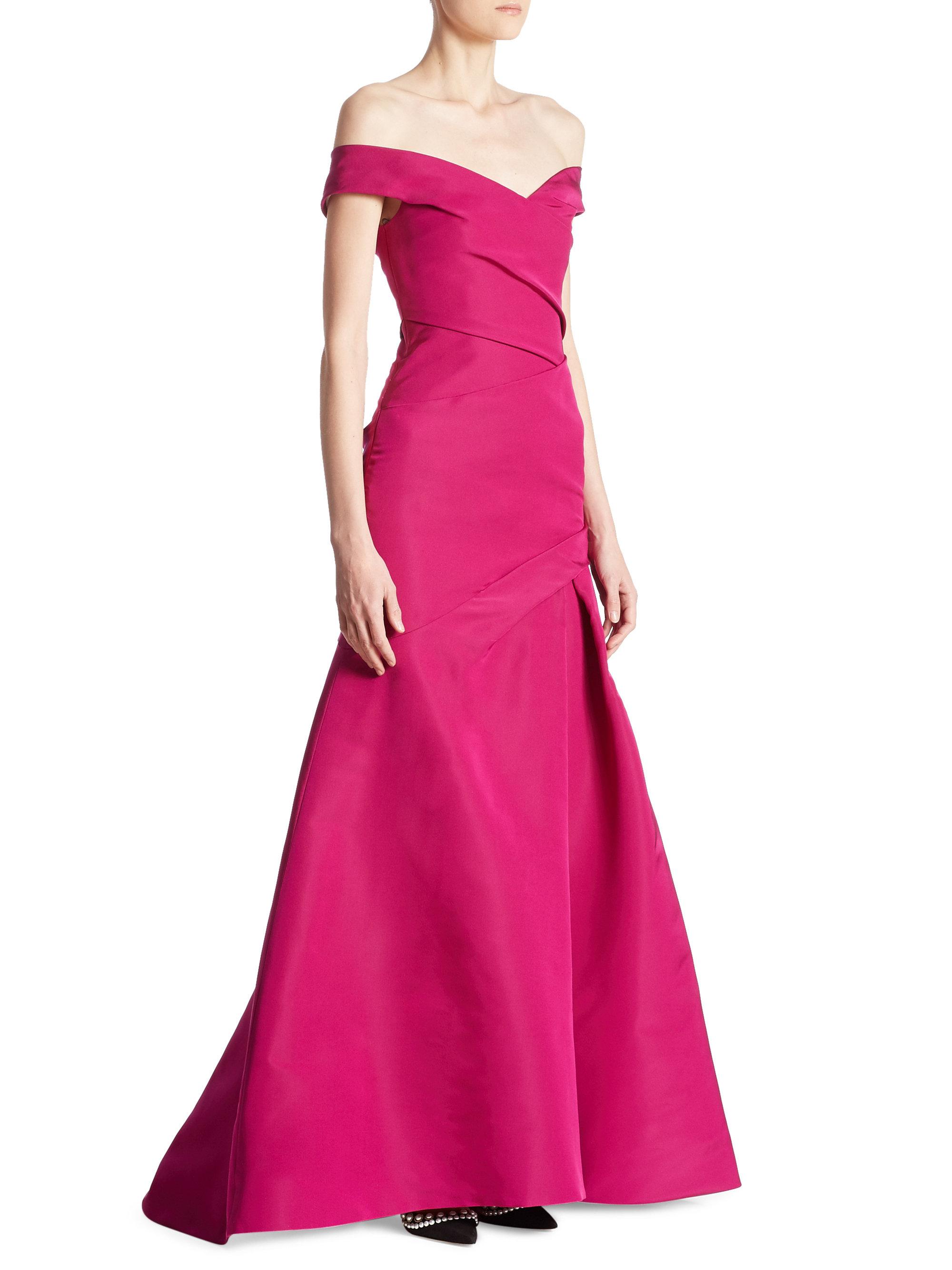 Lyst - Monique Lhuillier Off -the-shoulder Gown in Pink